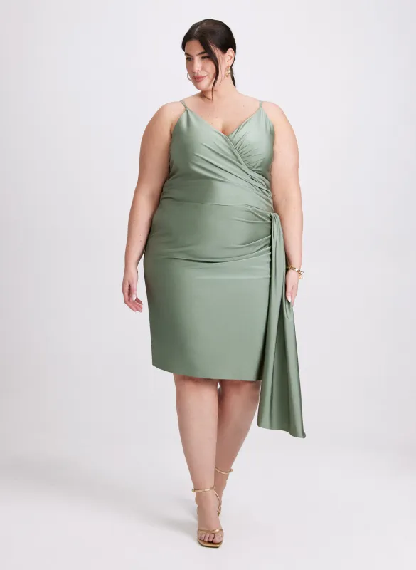 Flounced Front Satin Dress sold by Laura