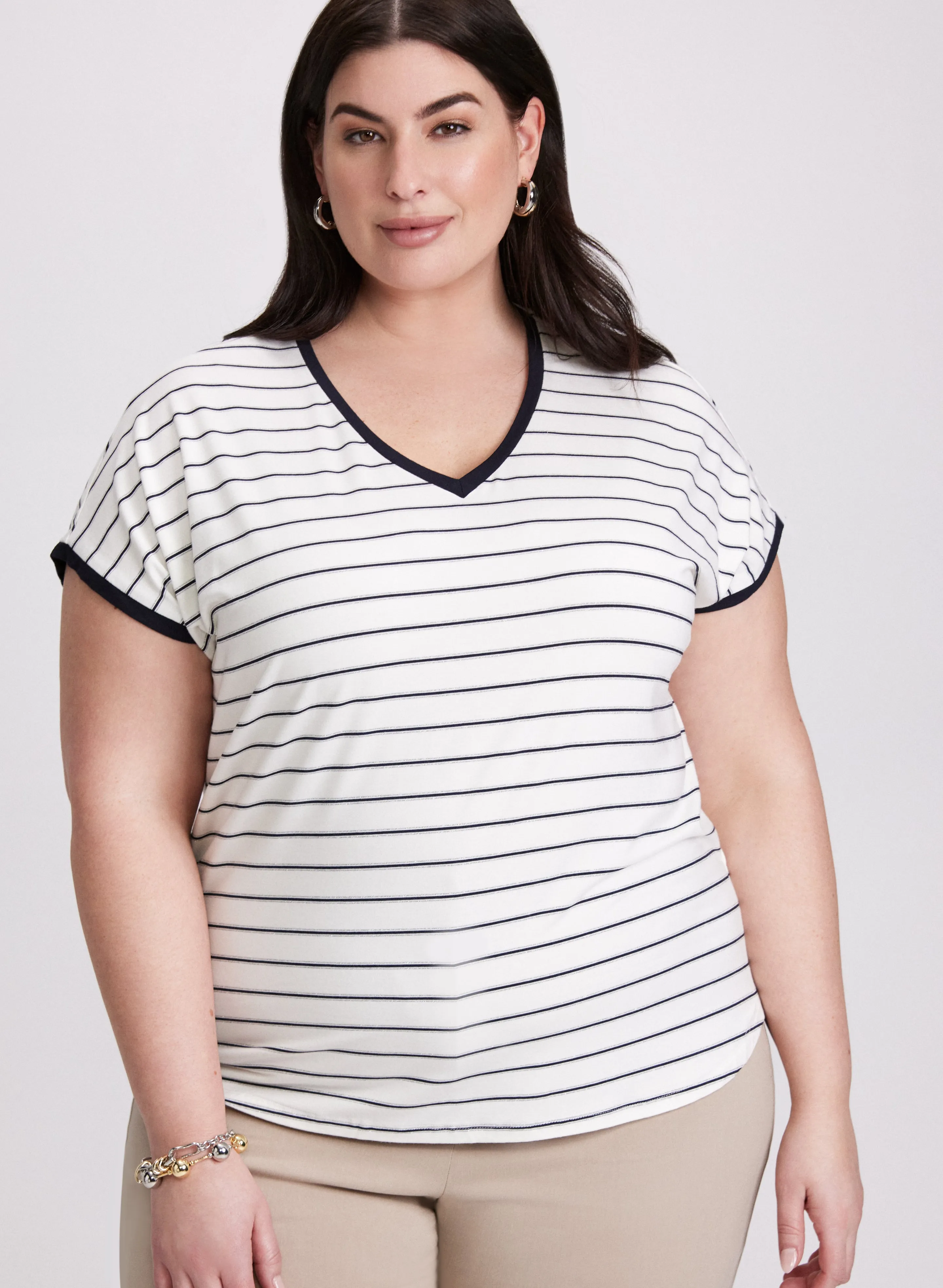 Stripe Print T-Shirt sold by Laura