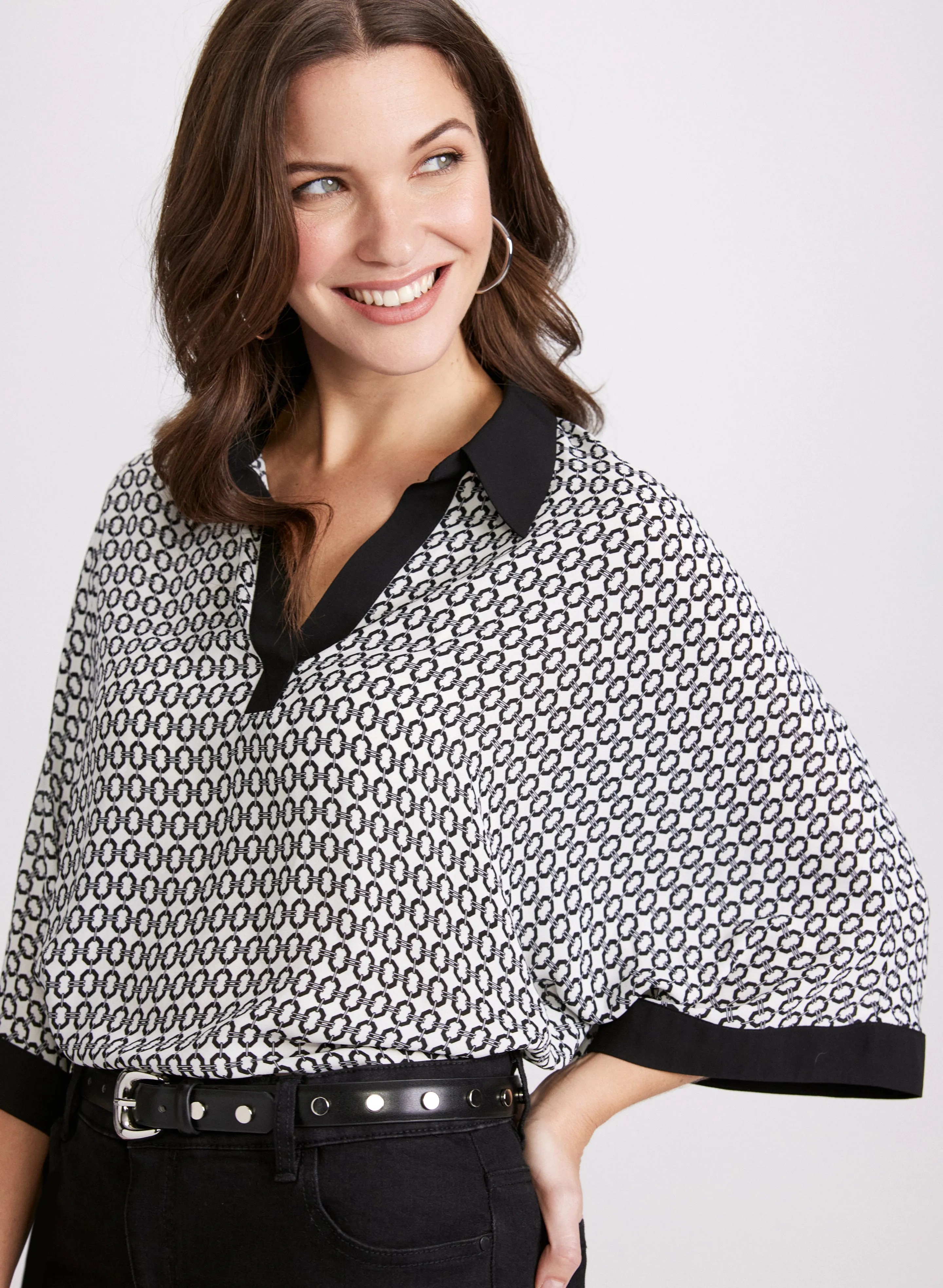 Geometric Contrast Blouse sold by Laura