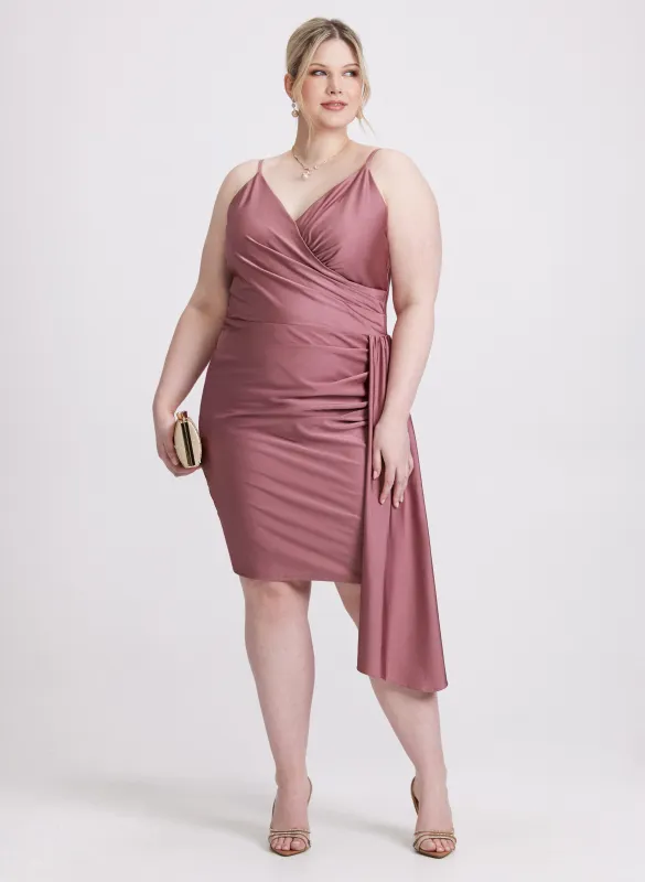 Flounced Front Satin Dress sold by Laura