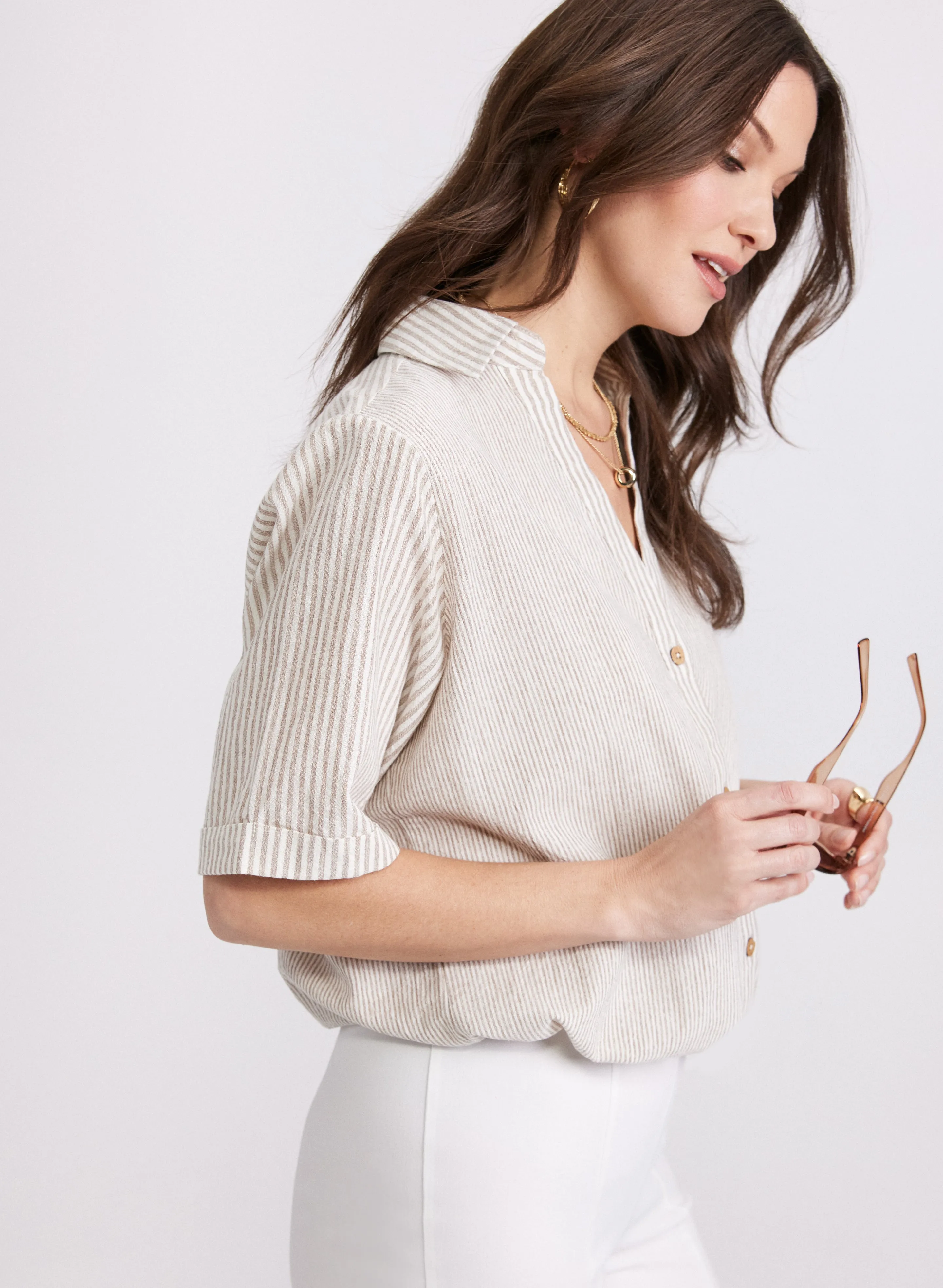 Stripe Button-Down Blouse sold by Laura product image thumbnail 2