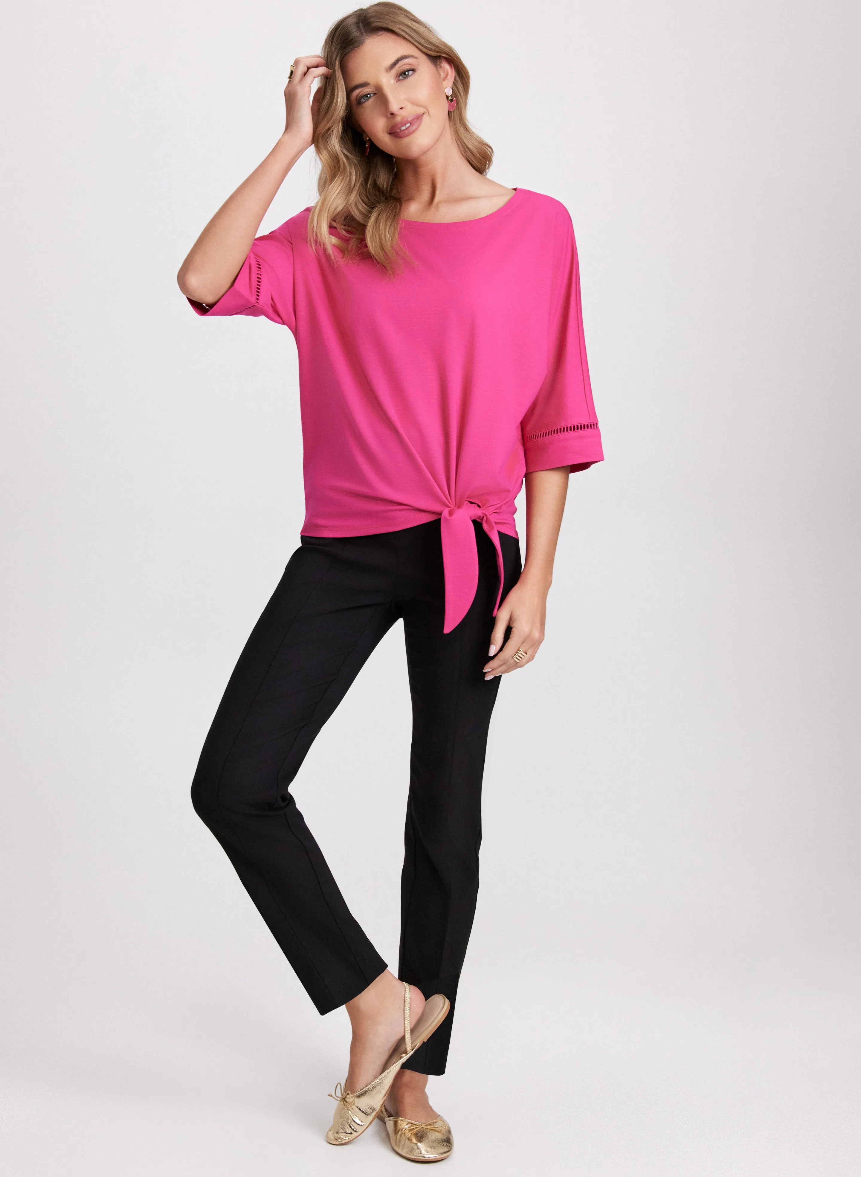 3/4 Sleeve Openwork Top sold by Laura product image thumbnail 3