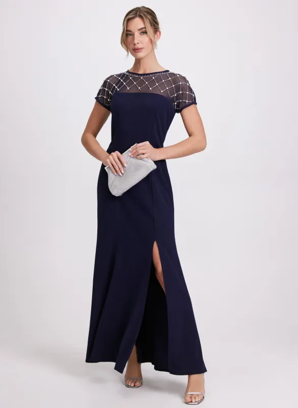 Sheer Beaded Yoke Dress sold by Laura