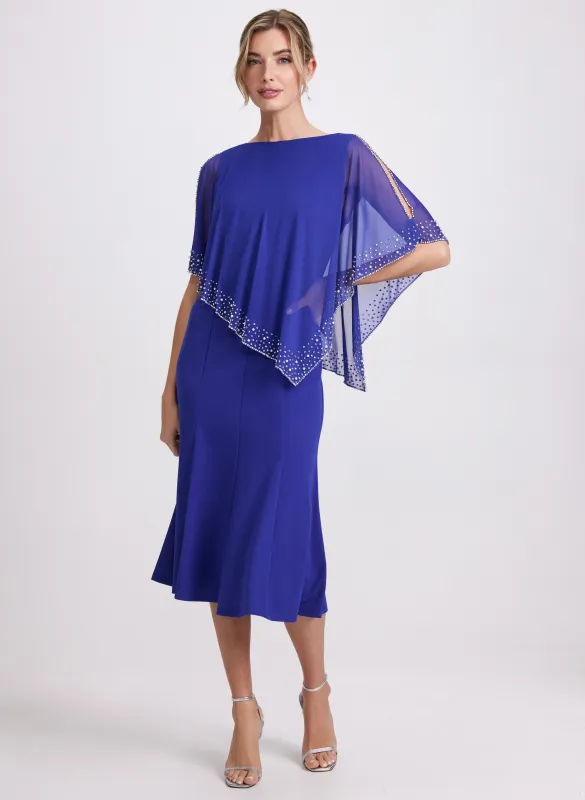 Beaded Cape Overlay Dress sold by Laura