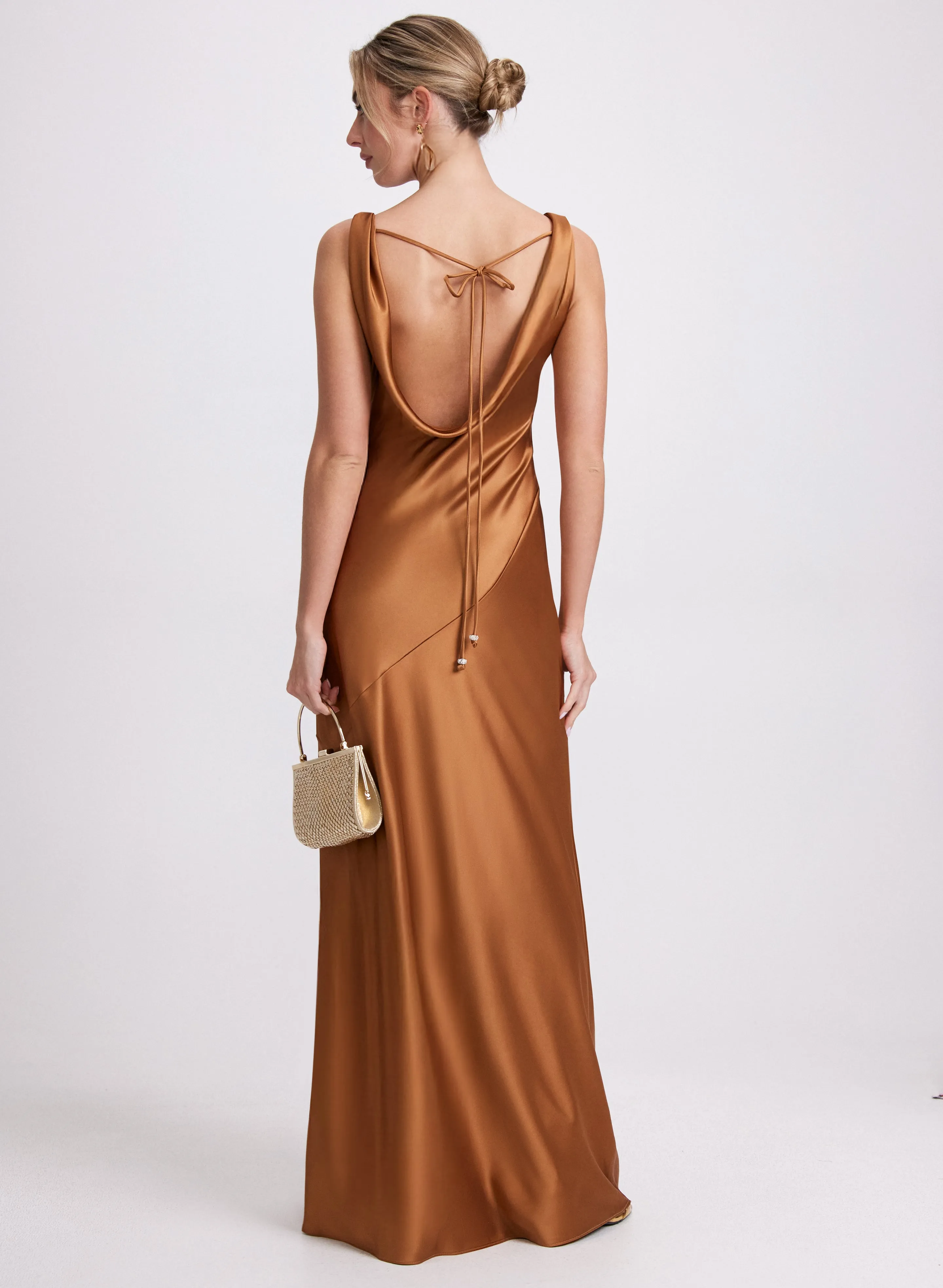 Cowl Back Satin Dress sold by Laura product image thumbnail 5