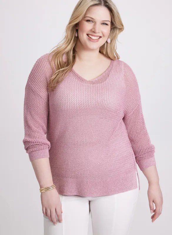 Glitter Knit Open Weave Sweater sold by Laura