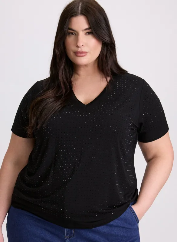 Tonal Stone Embellished T-Shirt sold by Laura