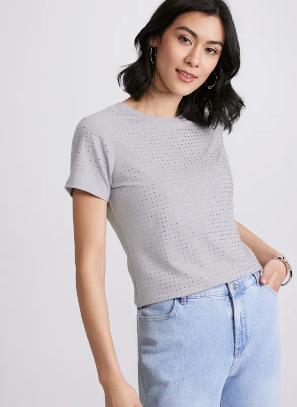 Rhinestone Detail T-Shirt sold by Laura