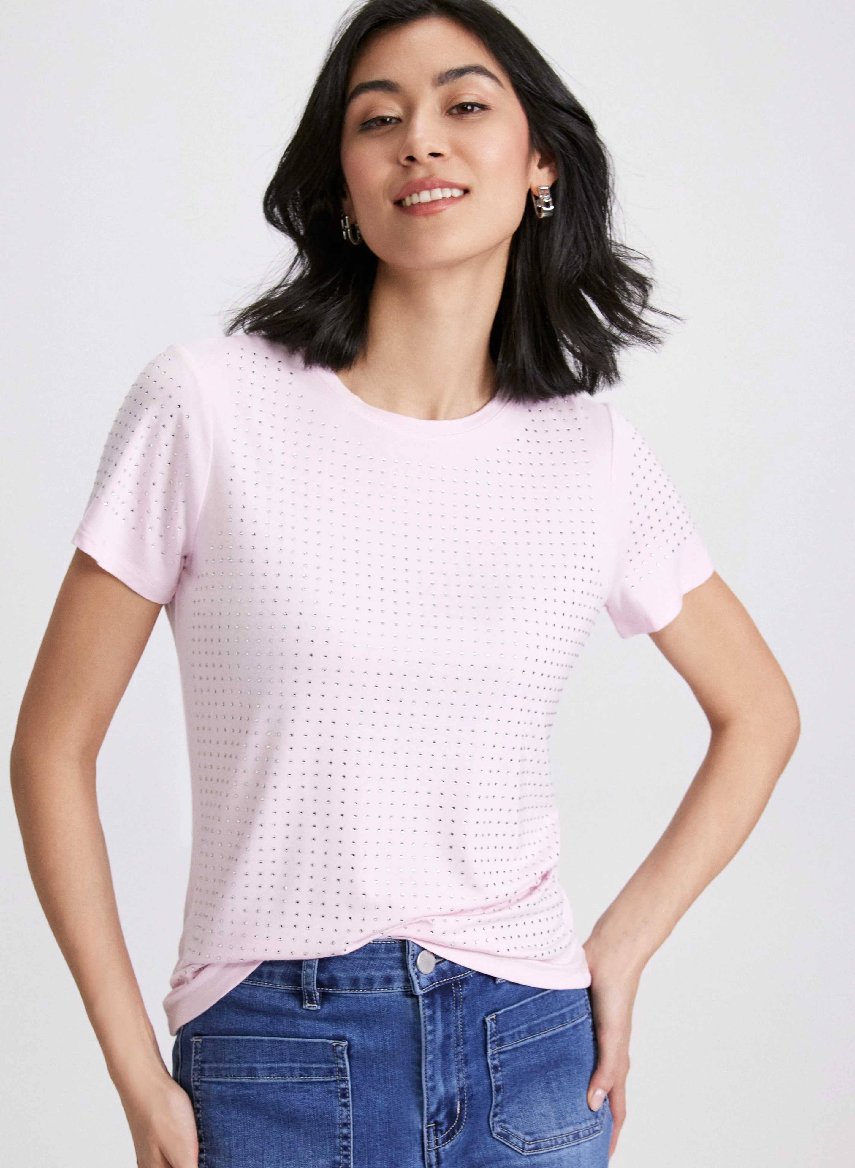 Rhinestone Detail T-Shirt sold by Laura