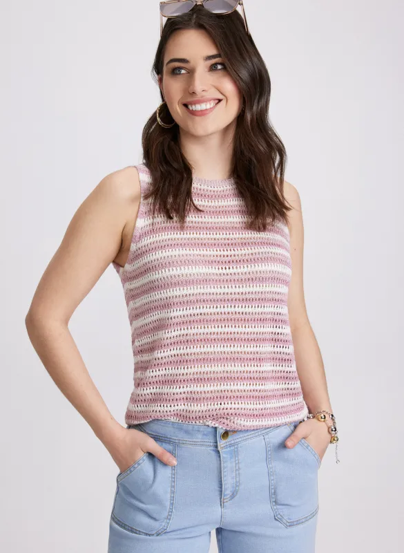Striped Crochet Knit Top sold by Laura
