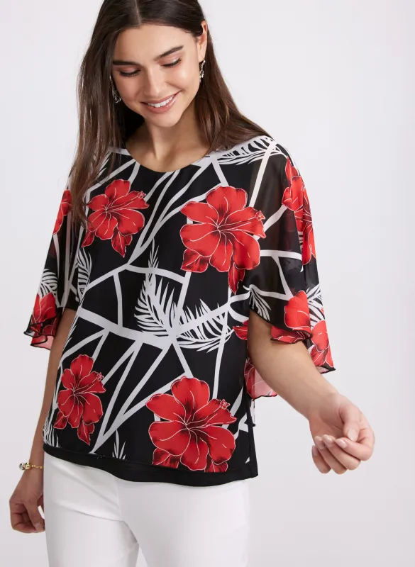 Floral Flare Sleeve Top sold by Laura