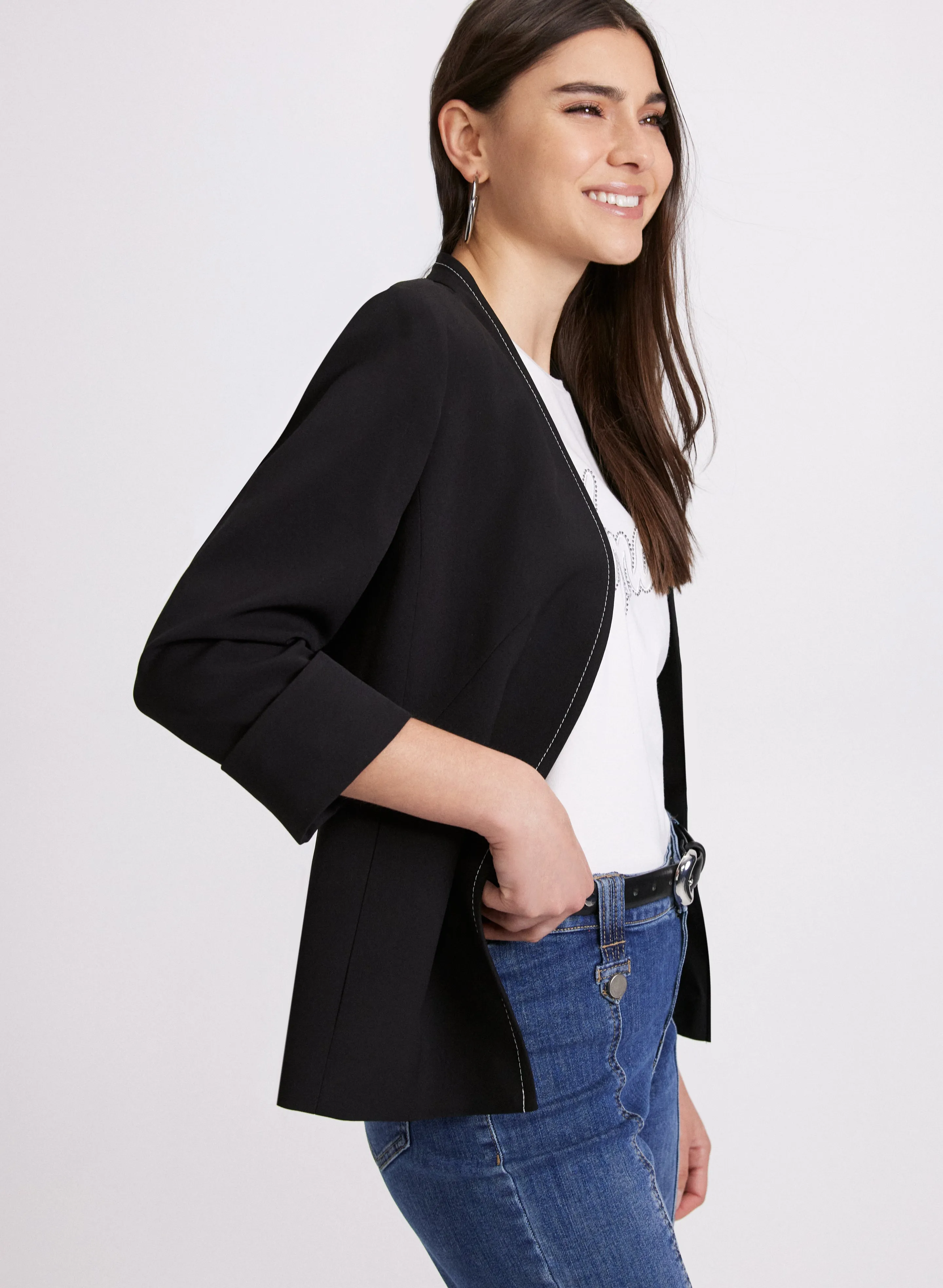 Open Twill Collarless Jacket sold by Laura product image thumbnail 2