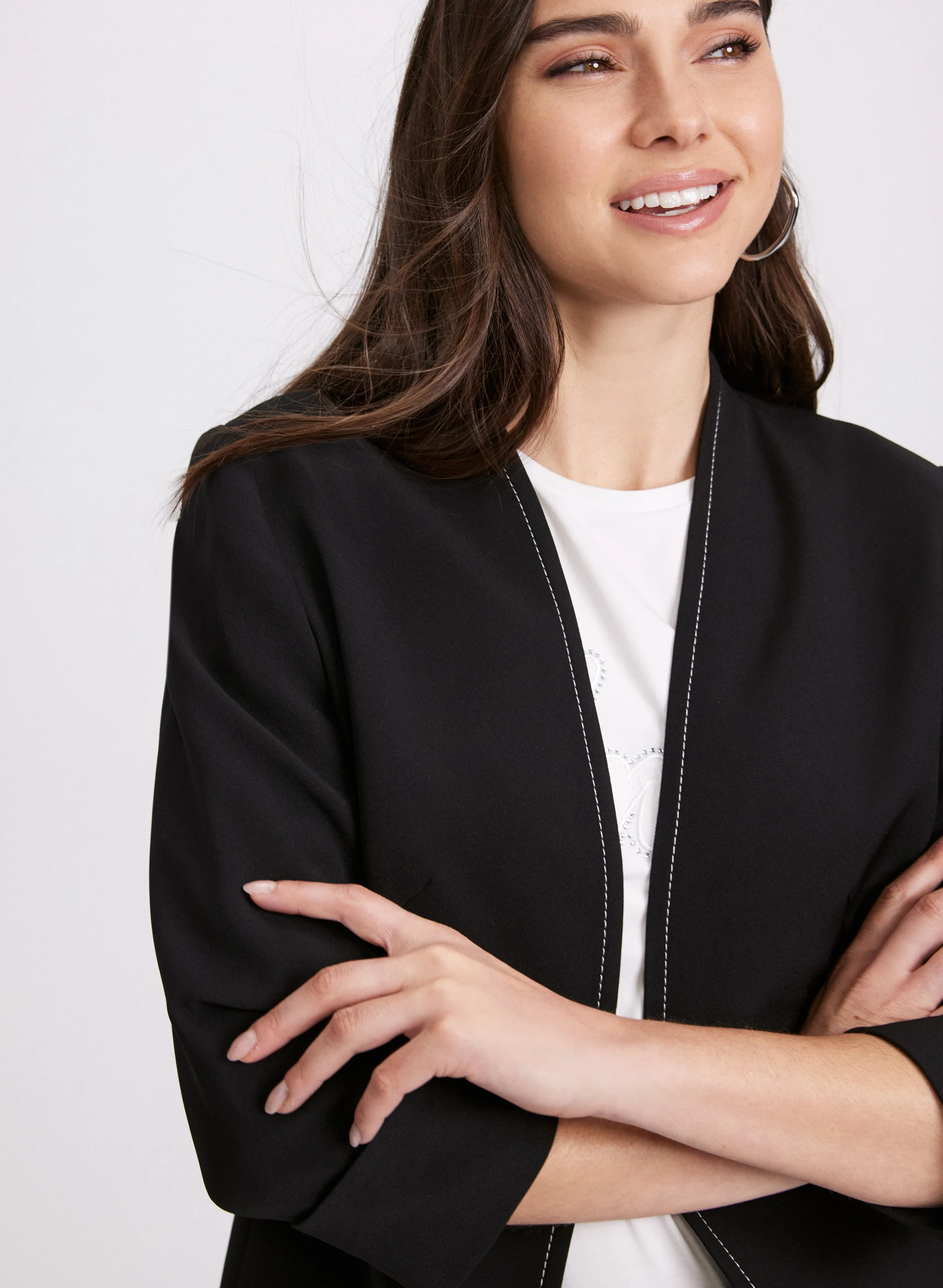 Open Twill Collarless Jacket sold by Laura product image thumbnail 5