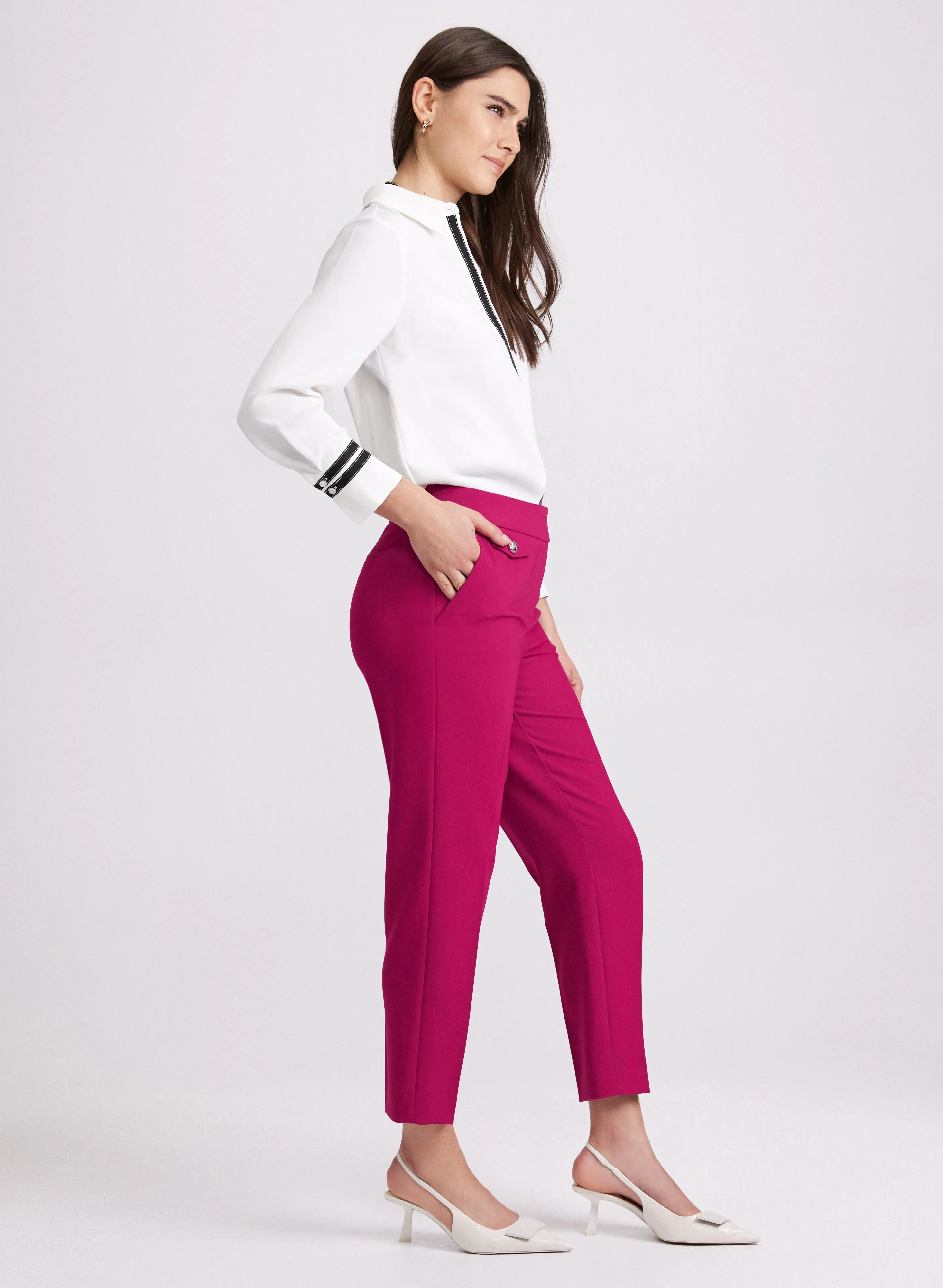 Emma Embossed Button Slim-Leg Pants sold by Laura product image thumbnail 5