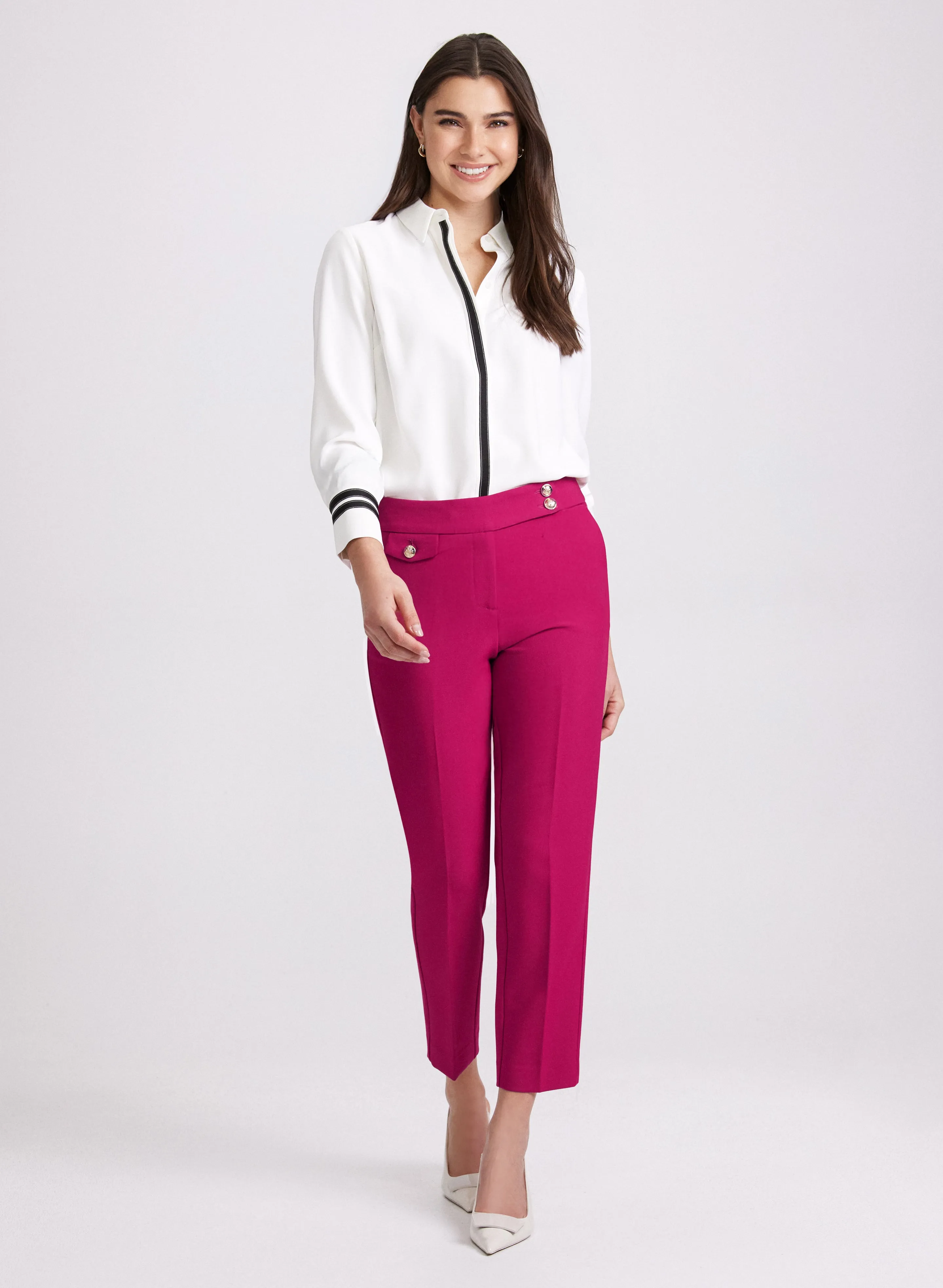 Emma Embossed Button Slim-Leg Pants sold by Laura product image thumbnail 4