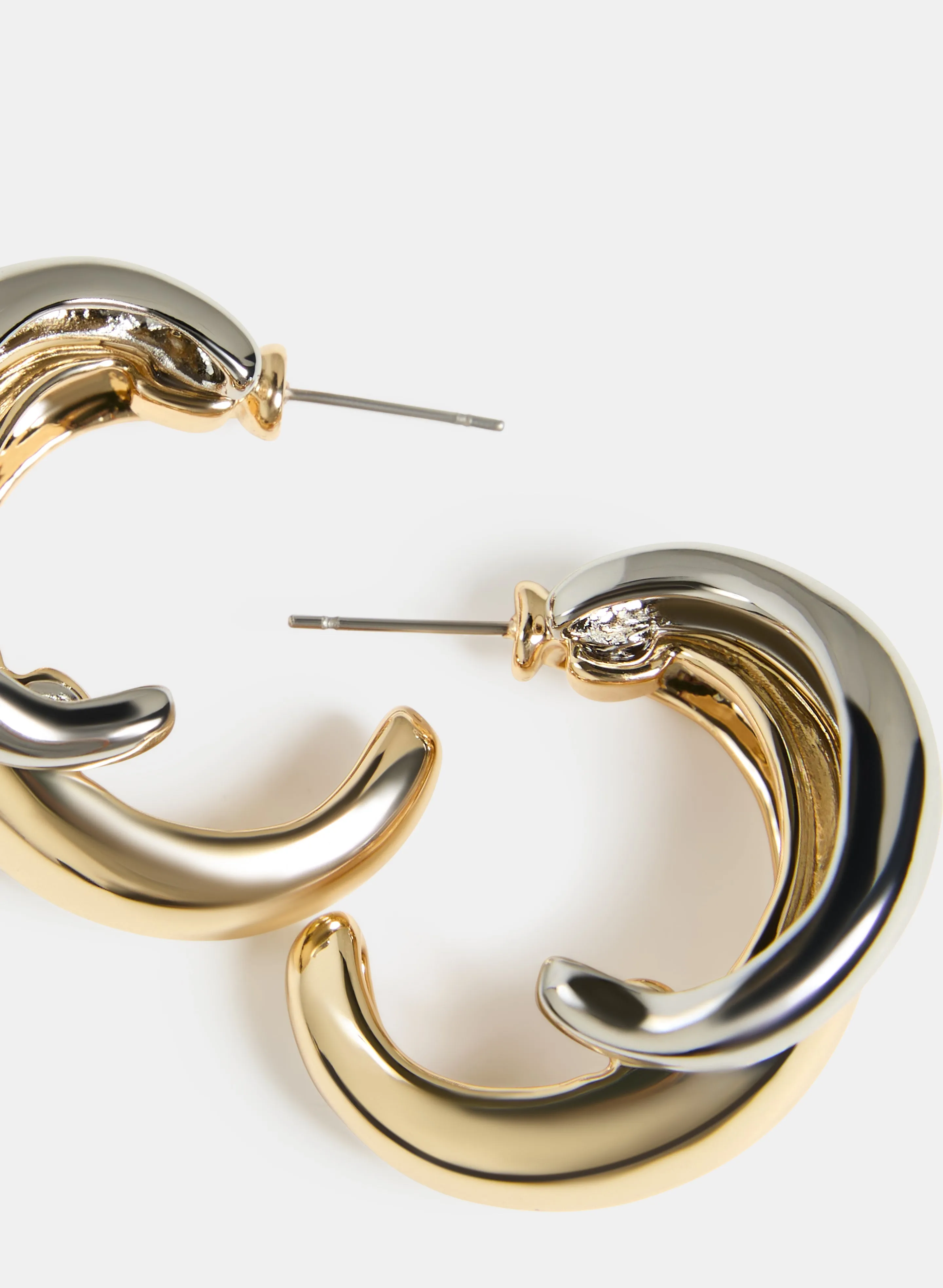 Two-Tone Double Hoop Earrings sold by Laura product image thumbnail 3