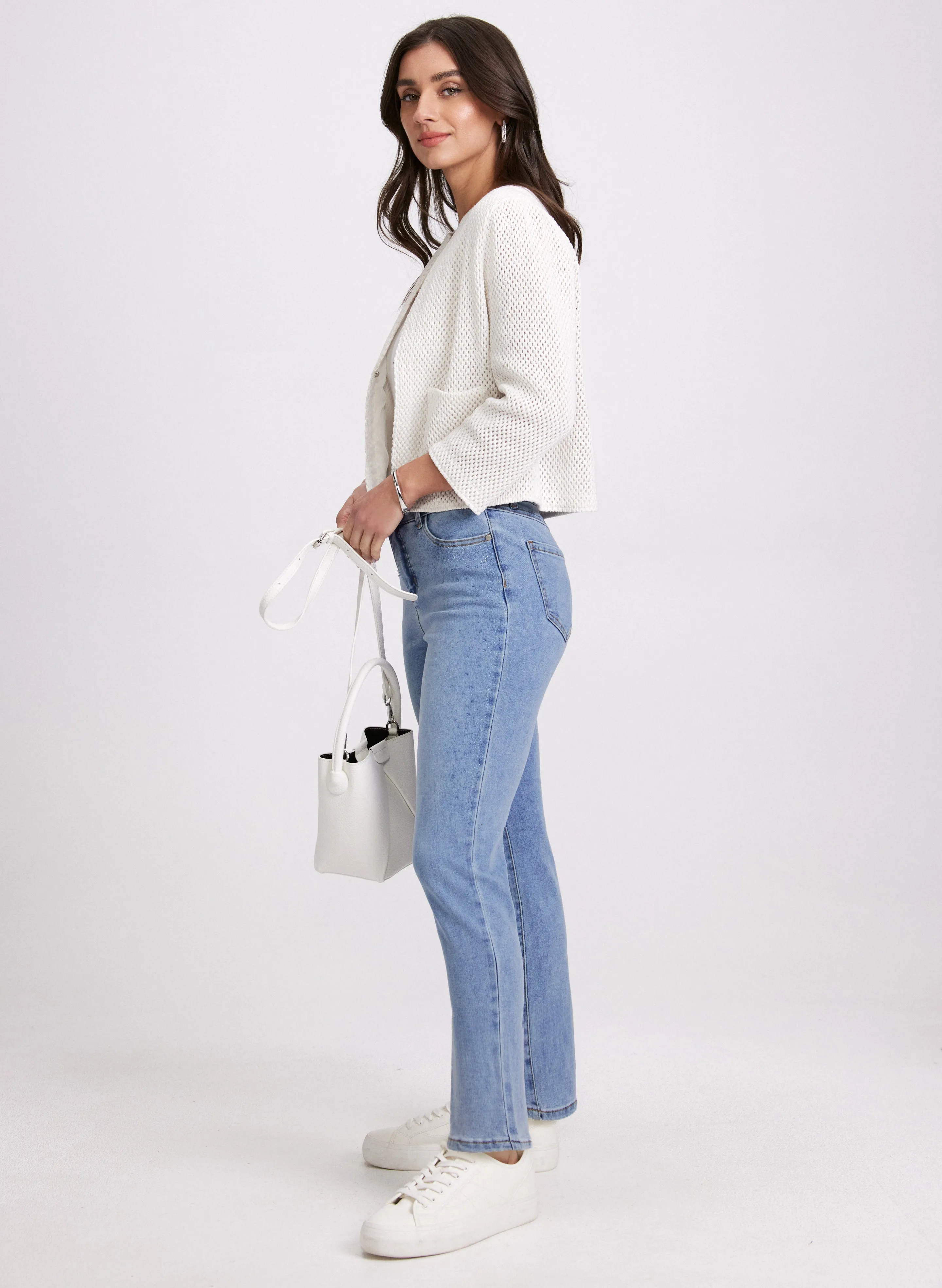 Tonal Stone Embellished Straight-Leg Jeans sold by Laura product image thumbnail 2