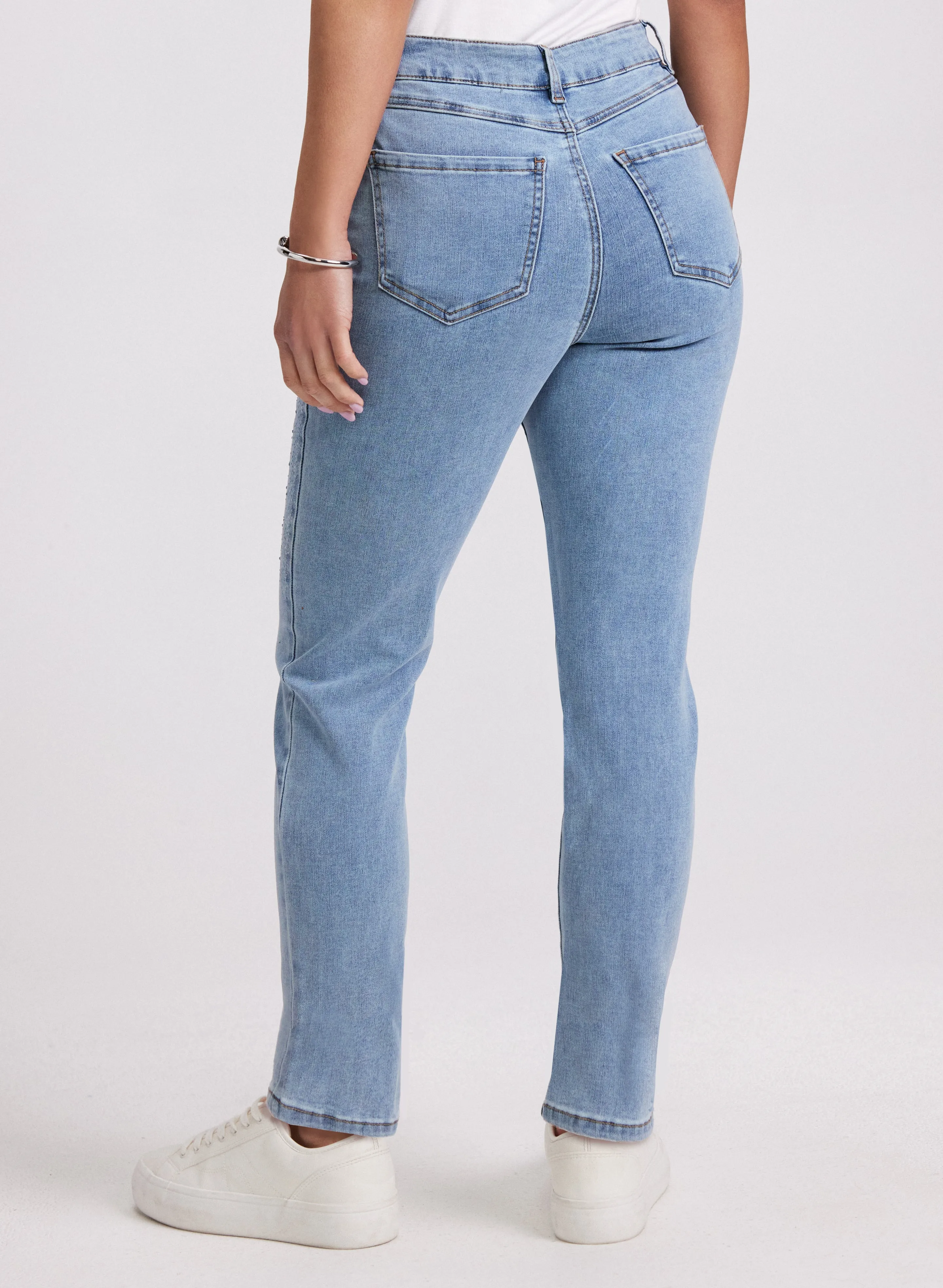 Tonal Stone Embellished Straight-Leg Jeans sold by Laura product image thumbnail 3
