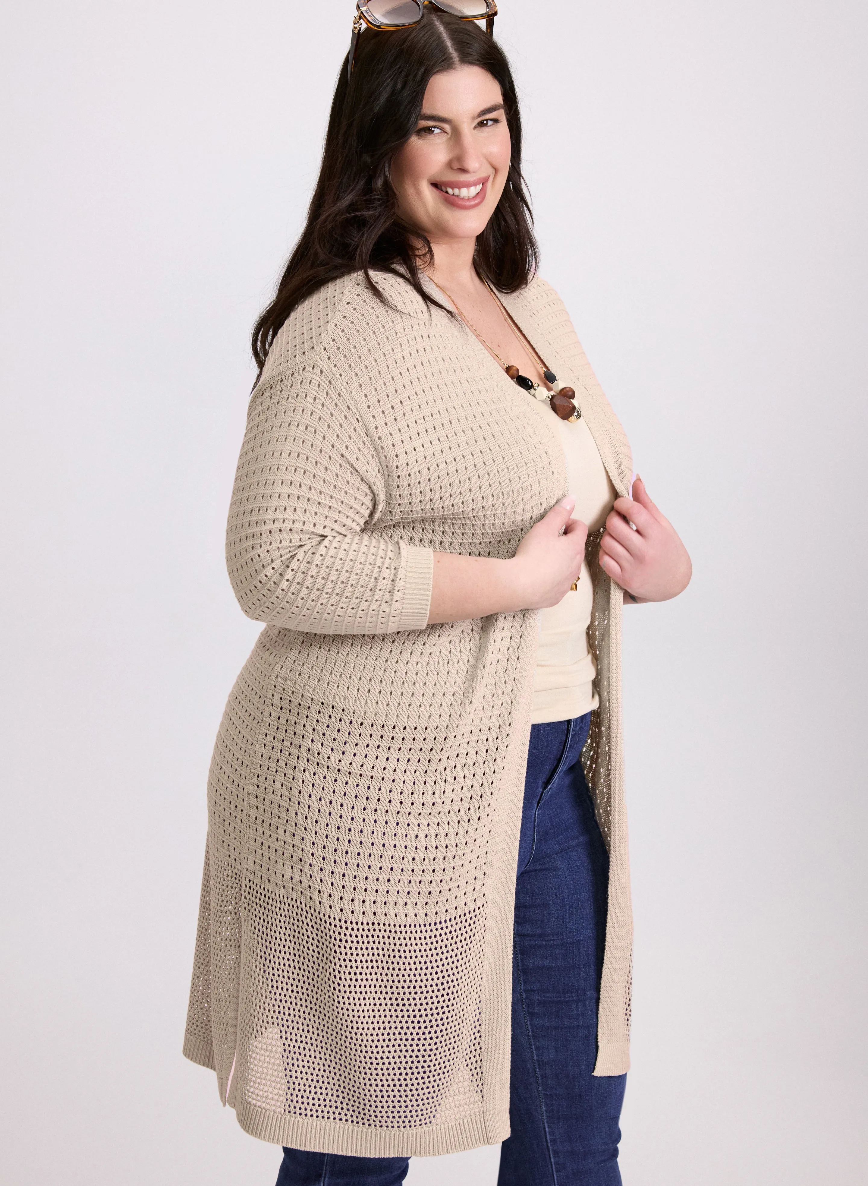 Mixed Open-Knit Cardigan sold by Laura product image thumbnail 2