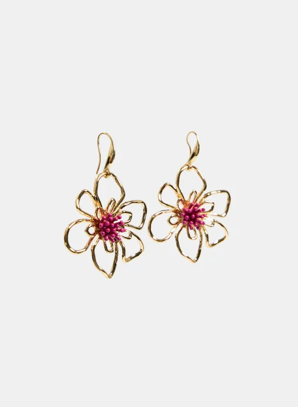 Beaded Floral Drop Earrings sold by Laura