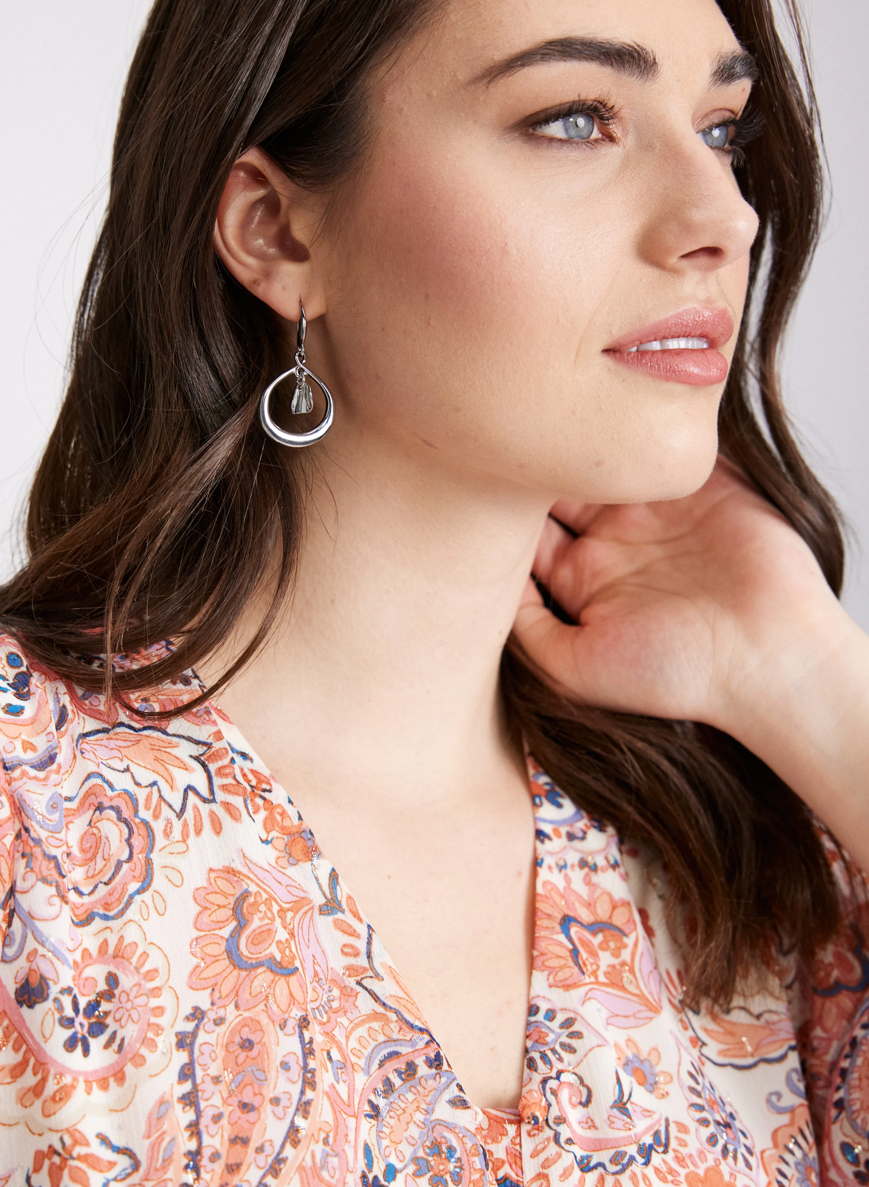 Open Hoop Drop Earrings sold by Laura product image thumbnail 2