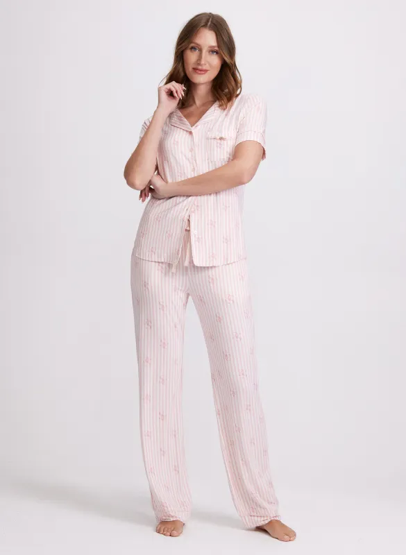 Striped Letter Print Pyjama Set sold by Laura