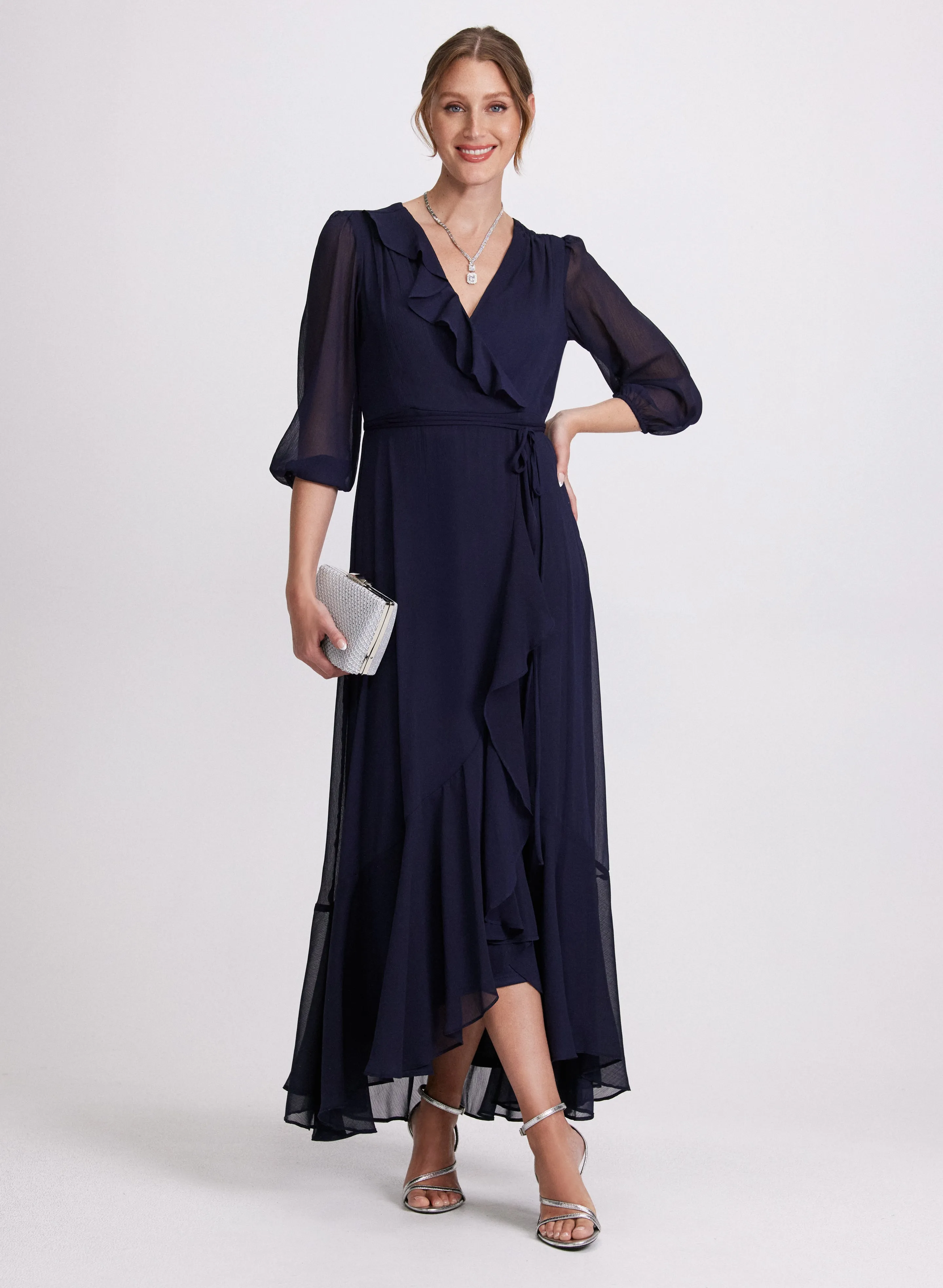 Flounce Front Chiffon Dress sold by Laura