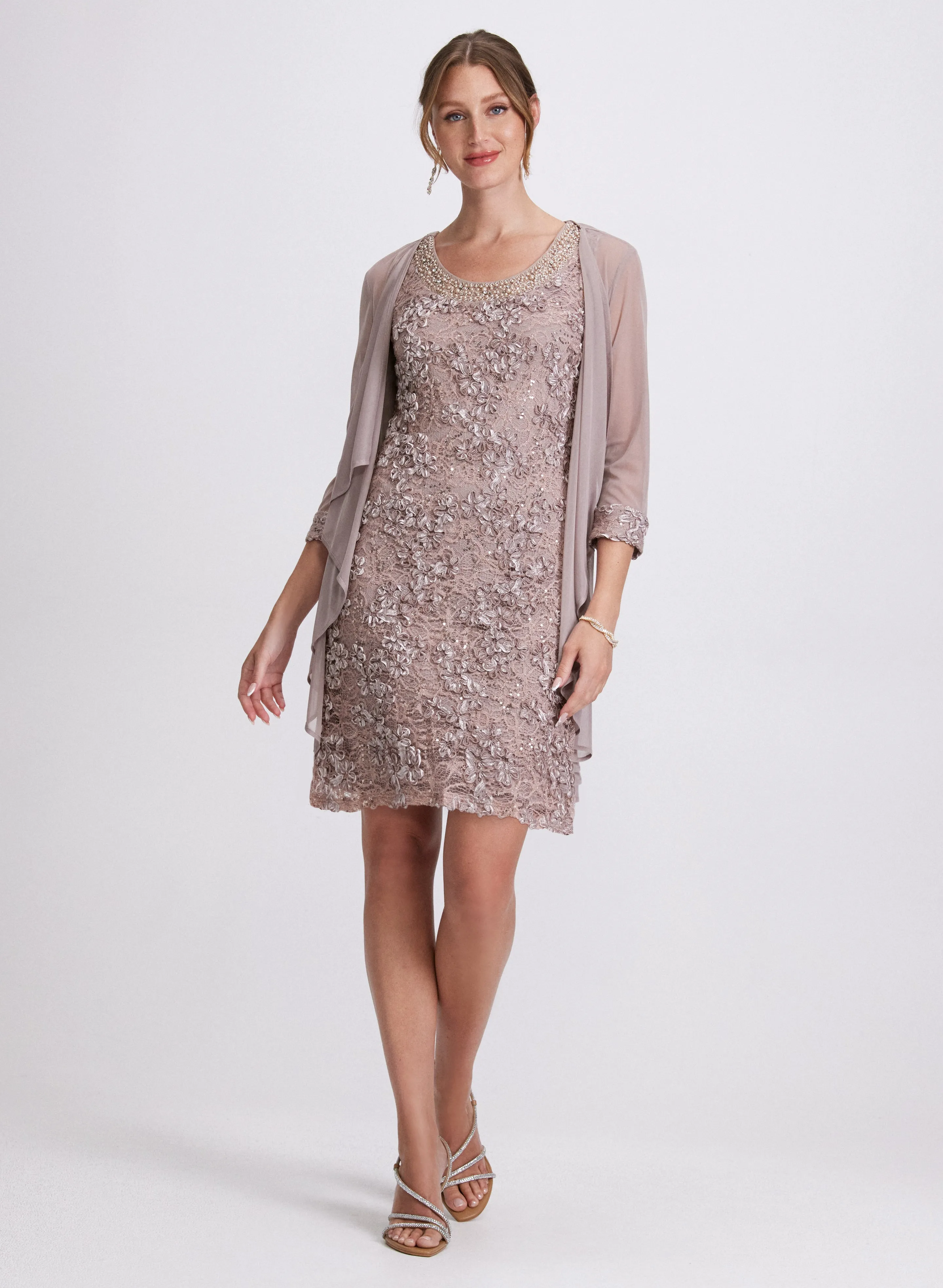 Soutache Embroidered Dress & Jacket Set sold by Laura