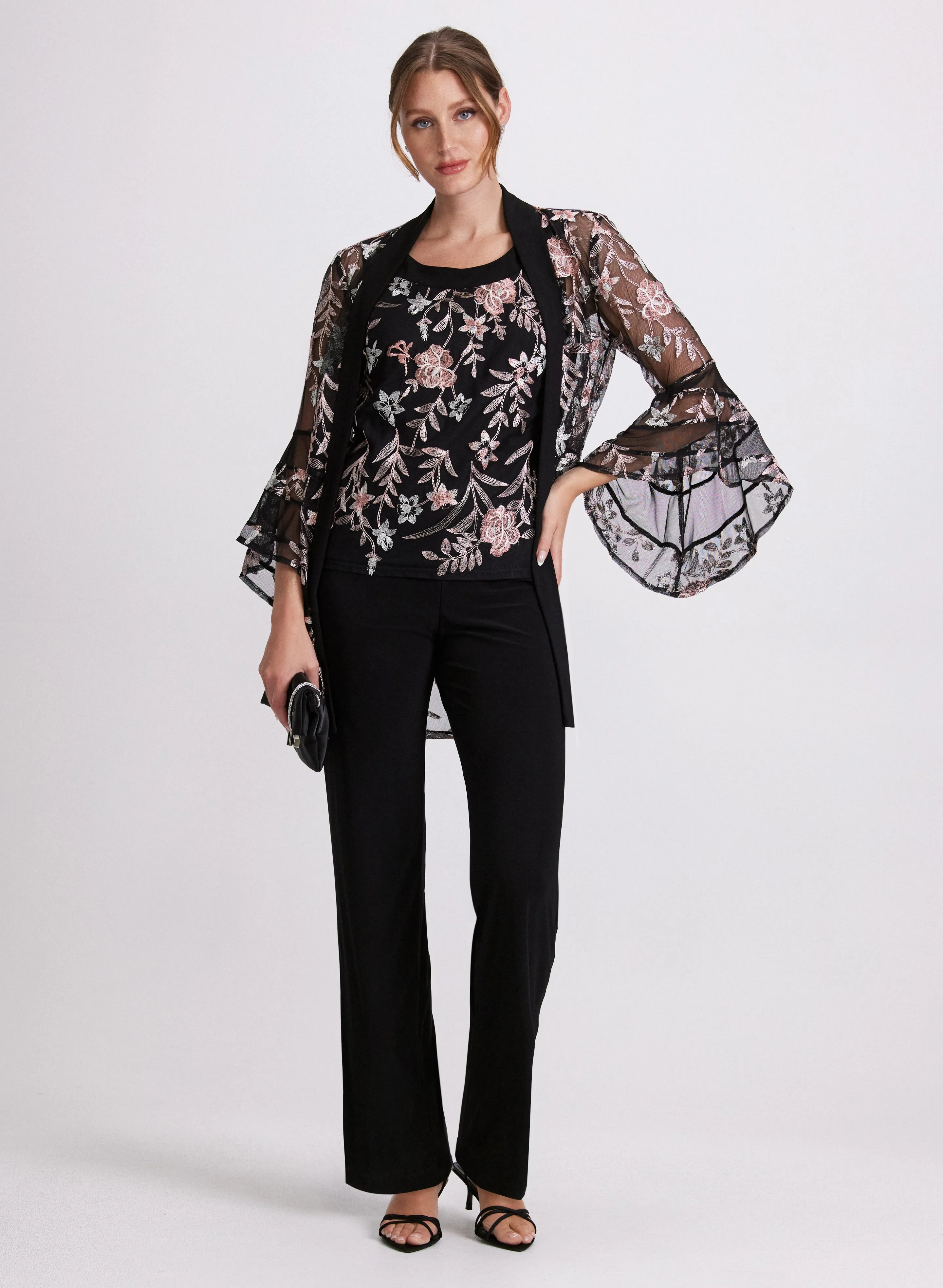 Floral Embroidered Jacket, Top & Pants Set sold by Laura