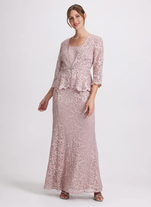 Glitter Lace Dress & Jacket Set sold by Laura