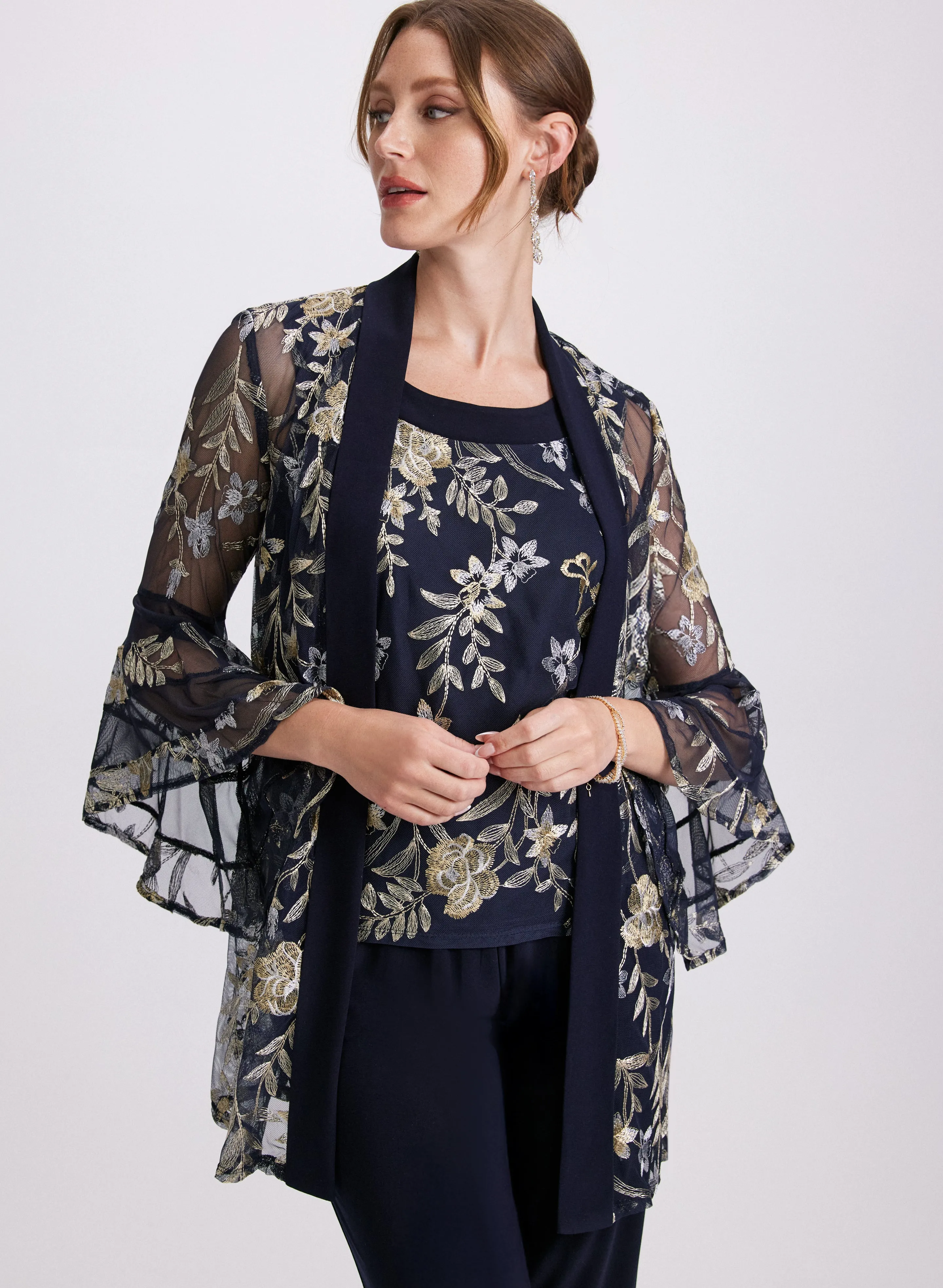 Floral Embroidered Jacket, Top & Pants Set sold by Laura product image thumbnail 4