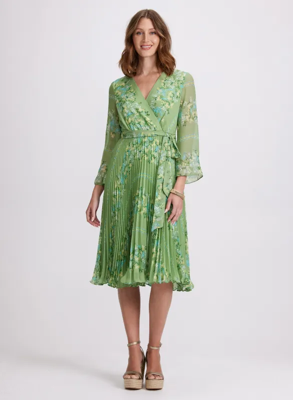 Plissé Floral Placement Print Dress sold by Laura
