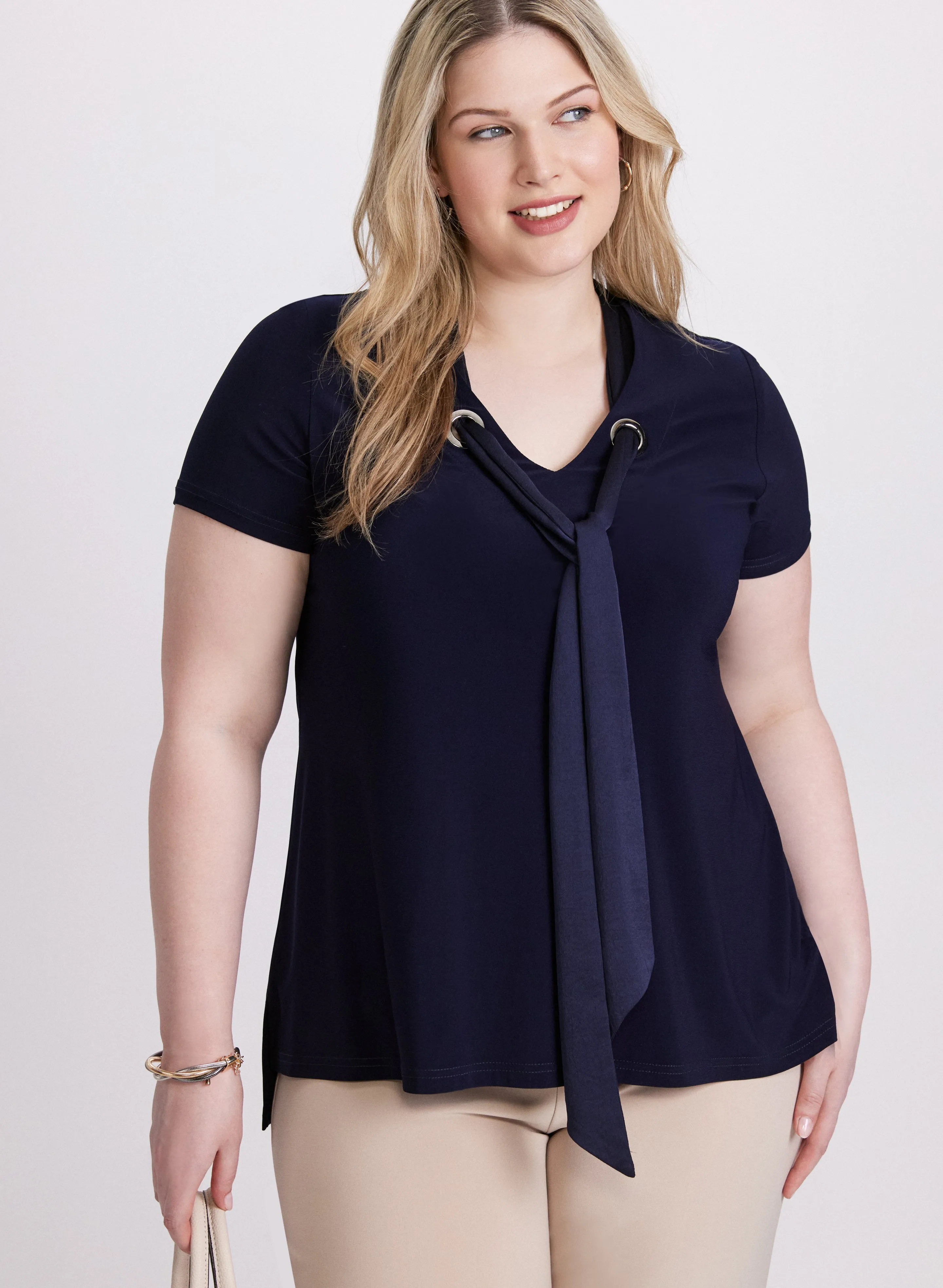 Joseph Ribkoff - V-Neck Tie Top sold by Laura