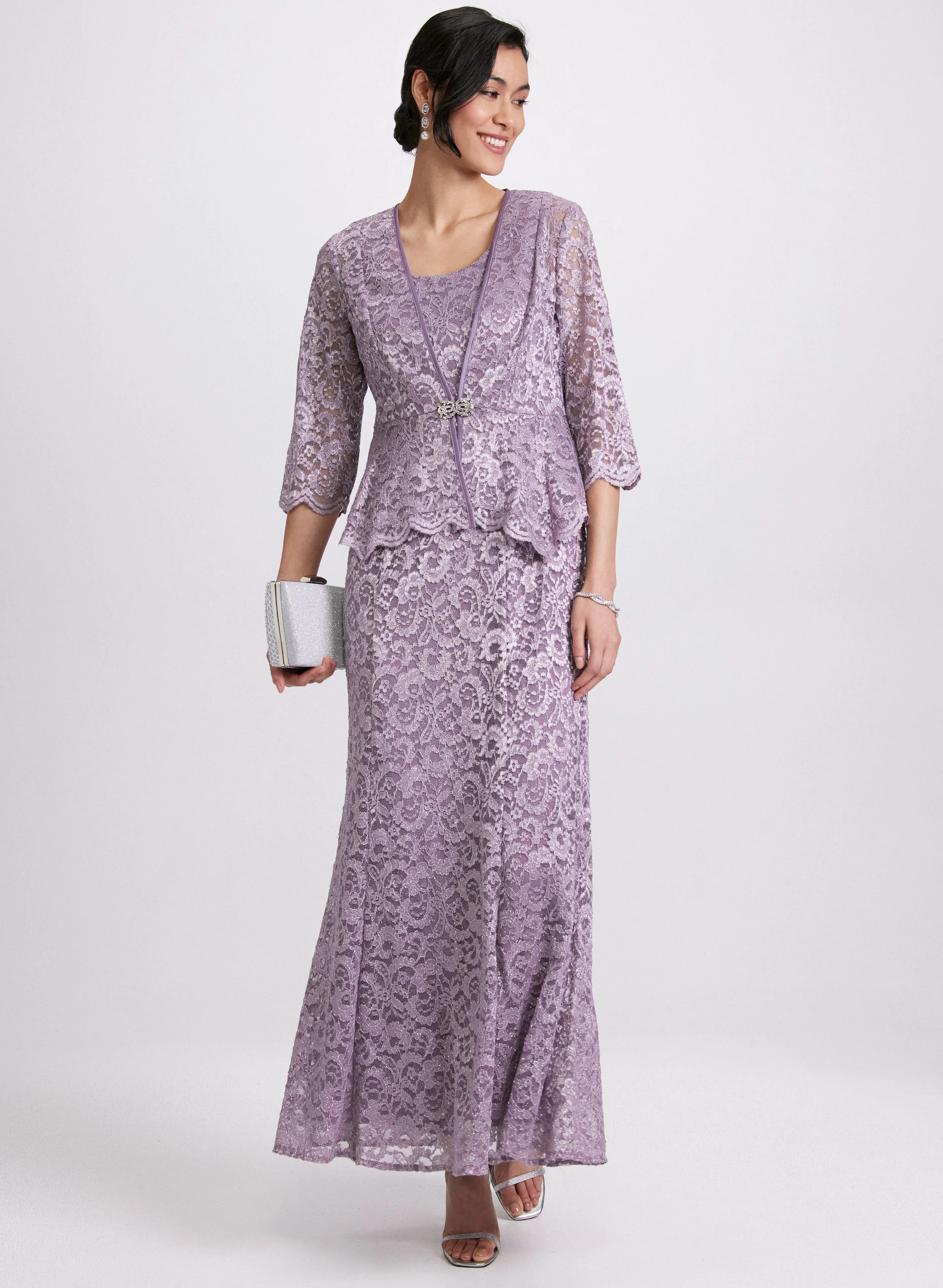 Glitter Lace Dress & Jacket Set sold by Laura