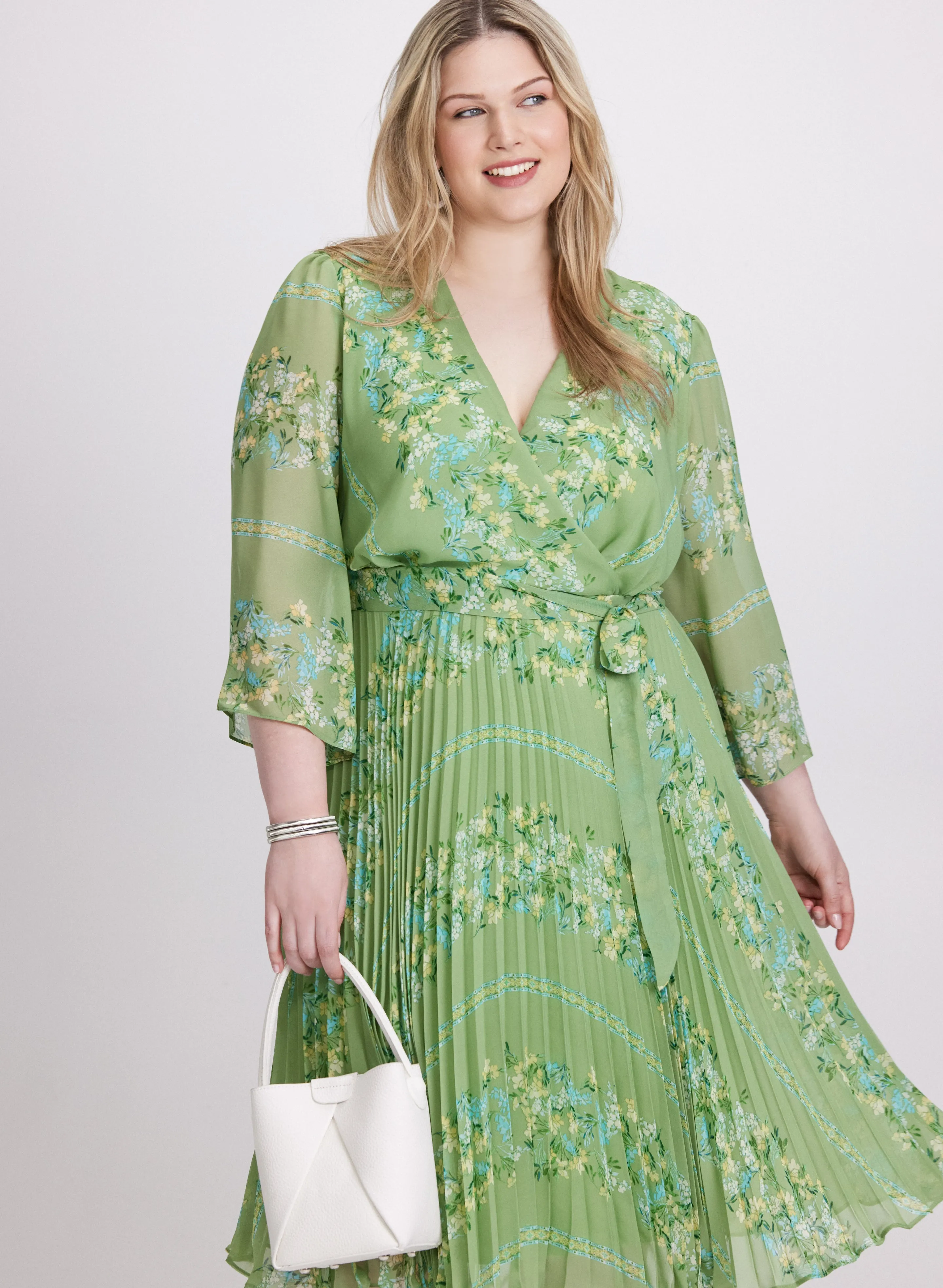 Plissé Floral Placement Print Dress sold by Laura product image thumbnail 4