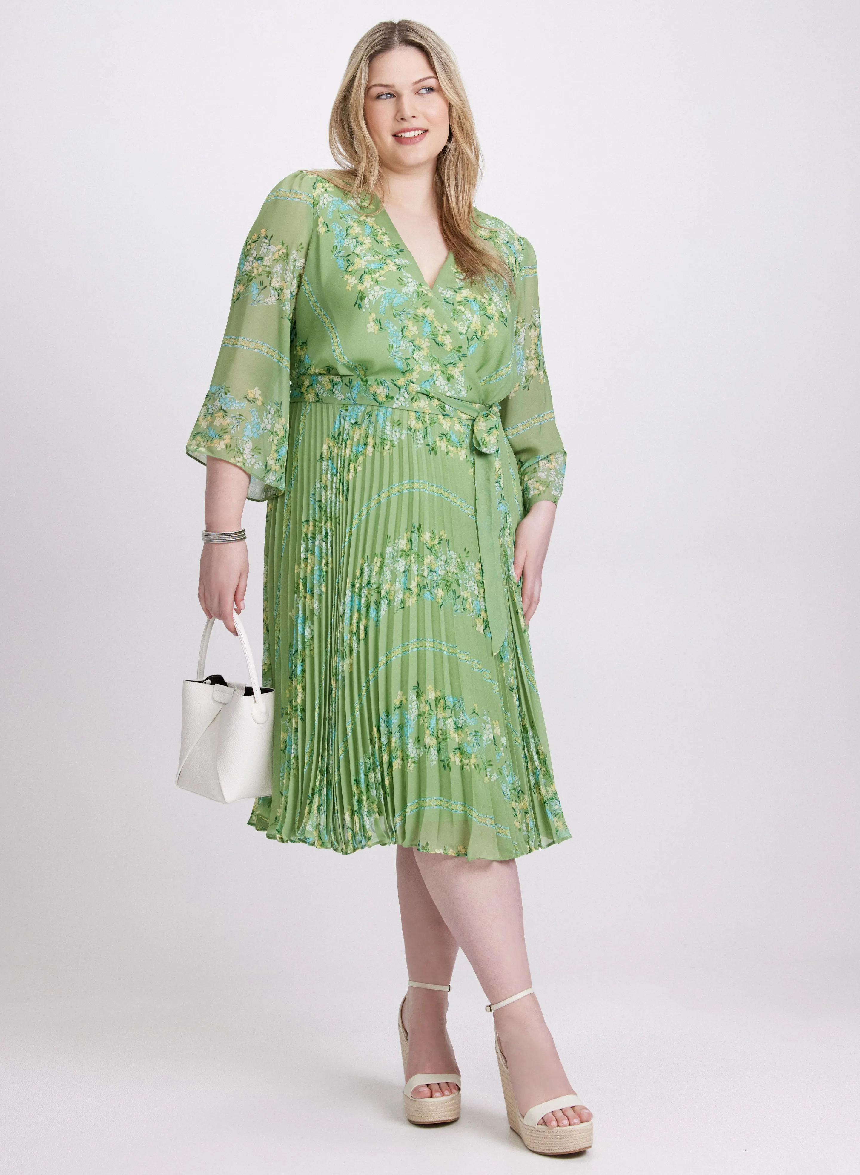 Plissé Floral Placement Print Dress sold by Laura