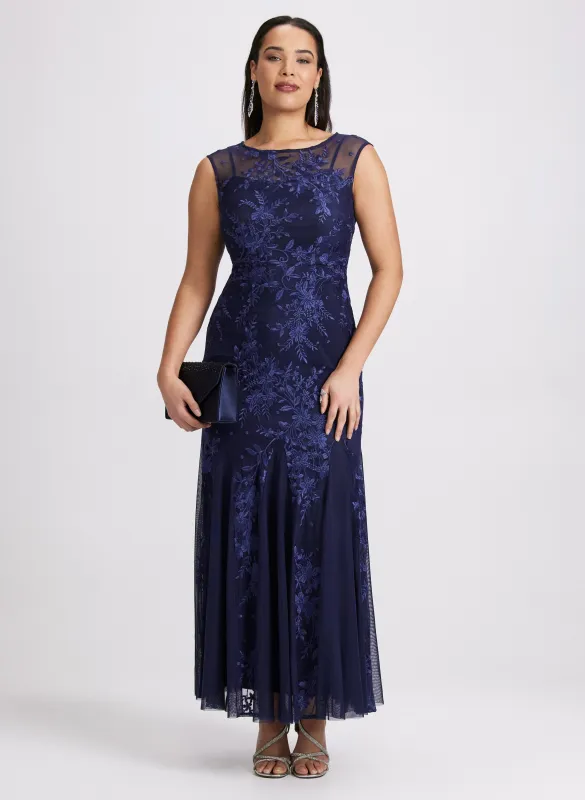 Floral Embroidered Tulle Dress sold by Laura