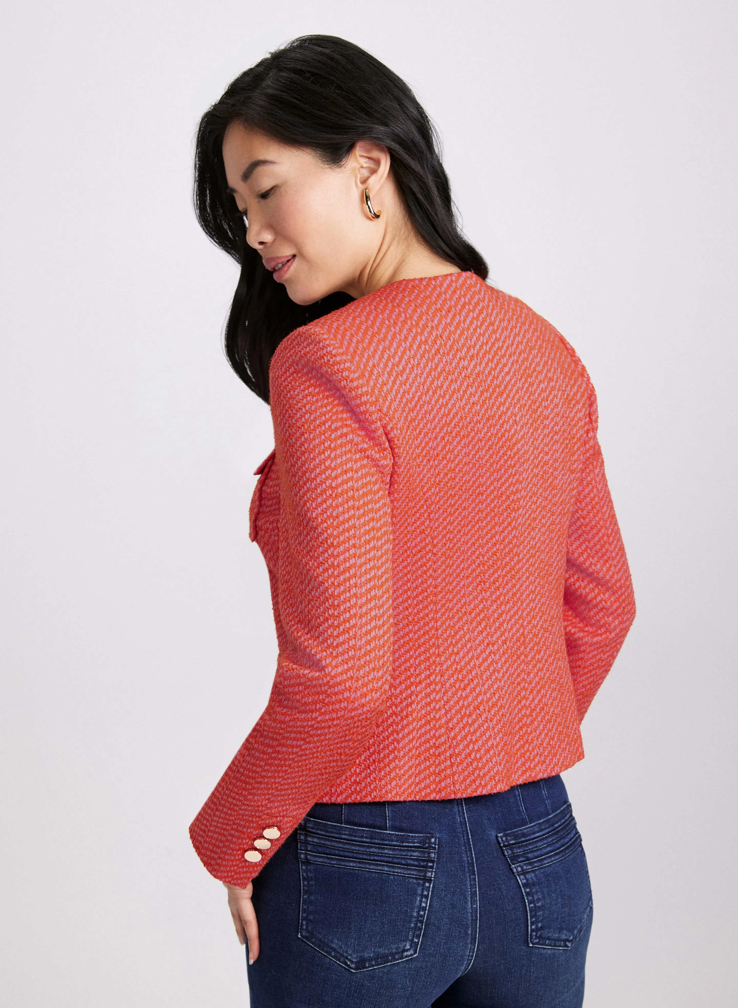 Collarless Bouclé Button-Down Jacket sold by Laura product image thumbnail 4