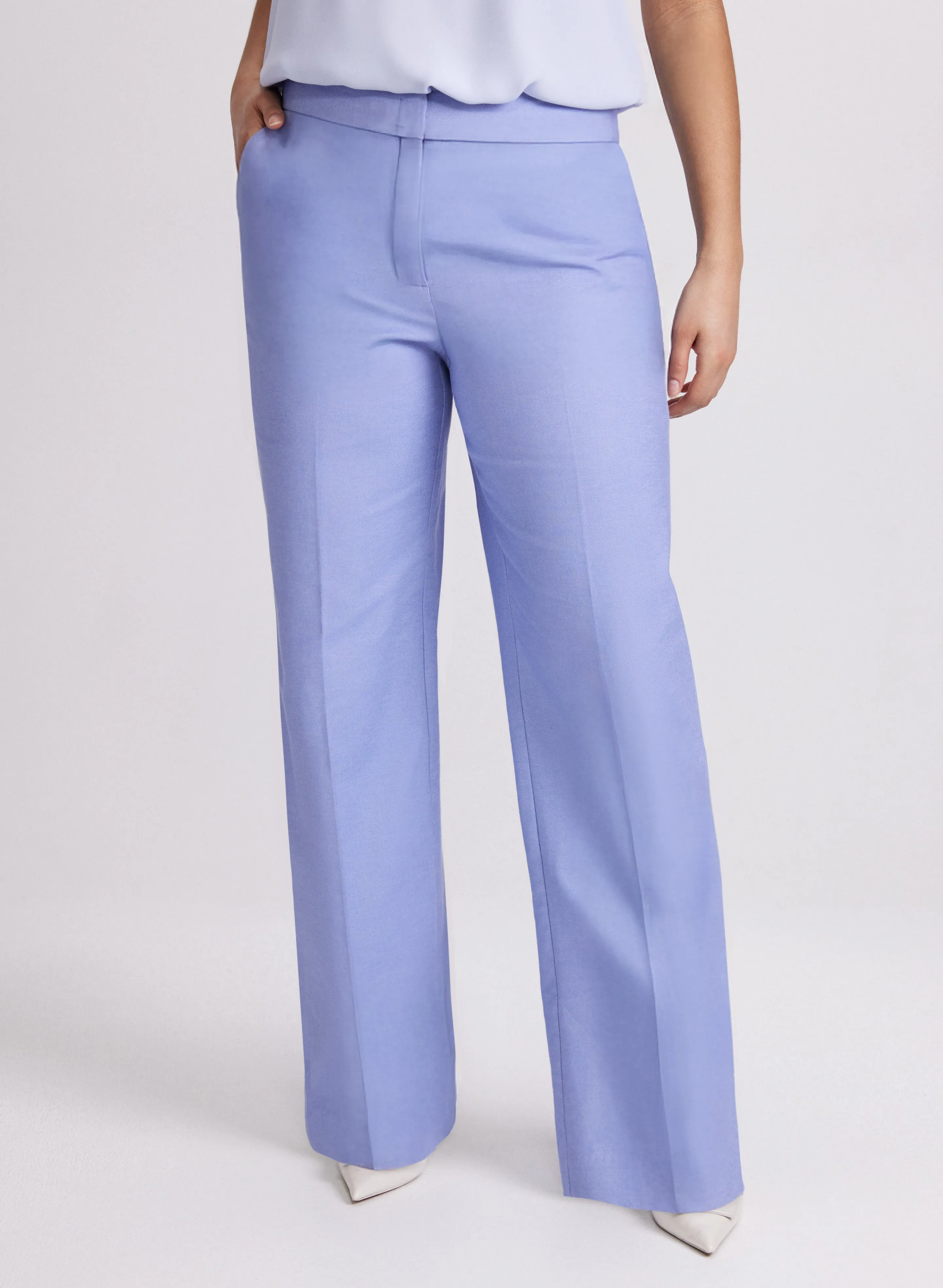 Olivia Chambray Wide-Leg Pants sold by Laura