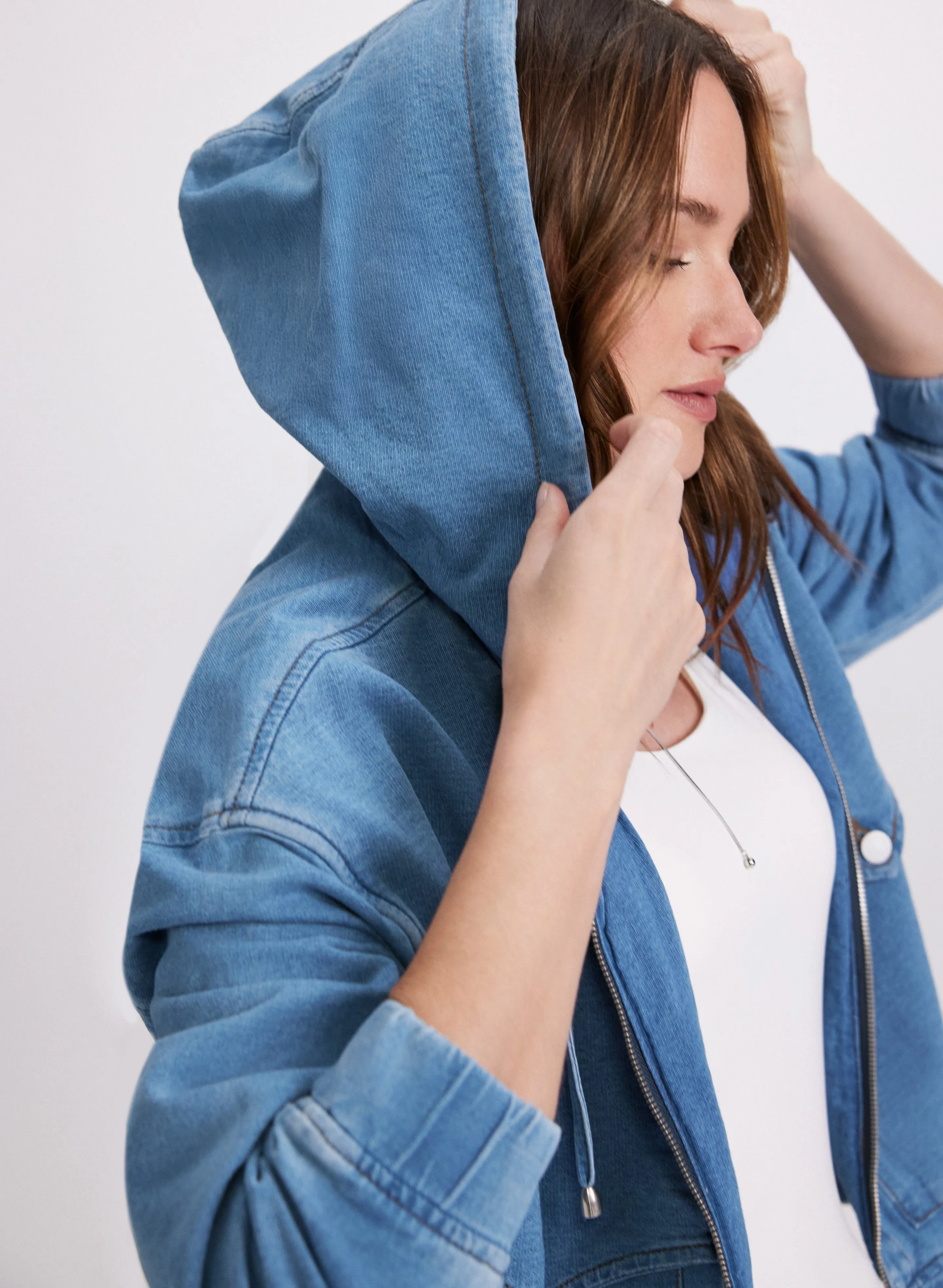 Hooded Denim Bomber Jacket sold by Laura product image thumbnail 5