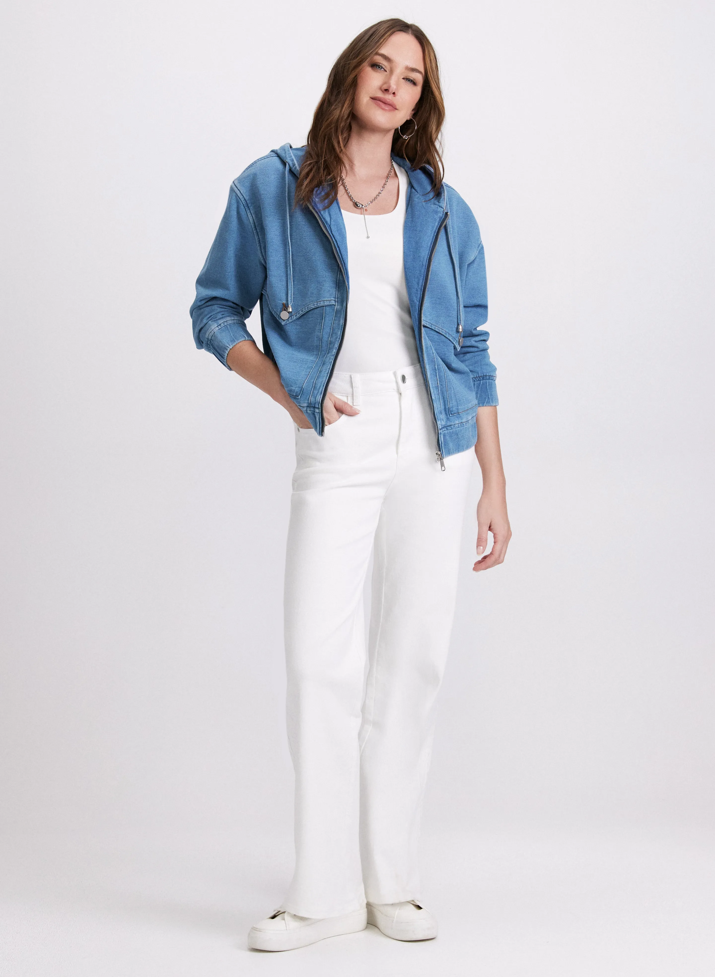 Hooded Denim Bomber Jacket sold by Laura product image thumbnail 4