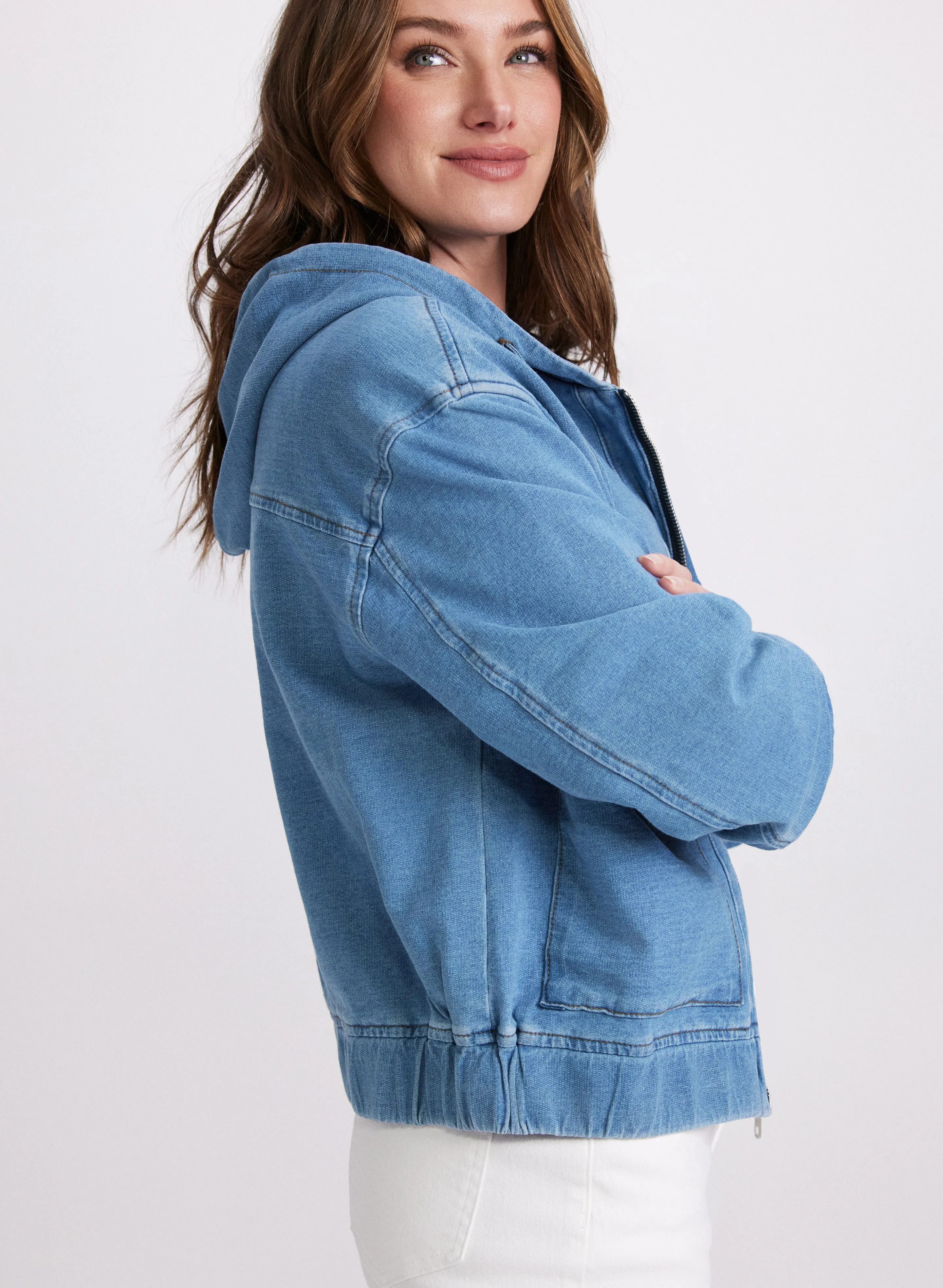 Hooded Denim Bomber Jacket sold by Laura product image thumbnail 2