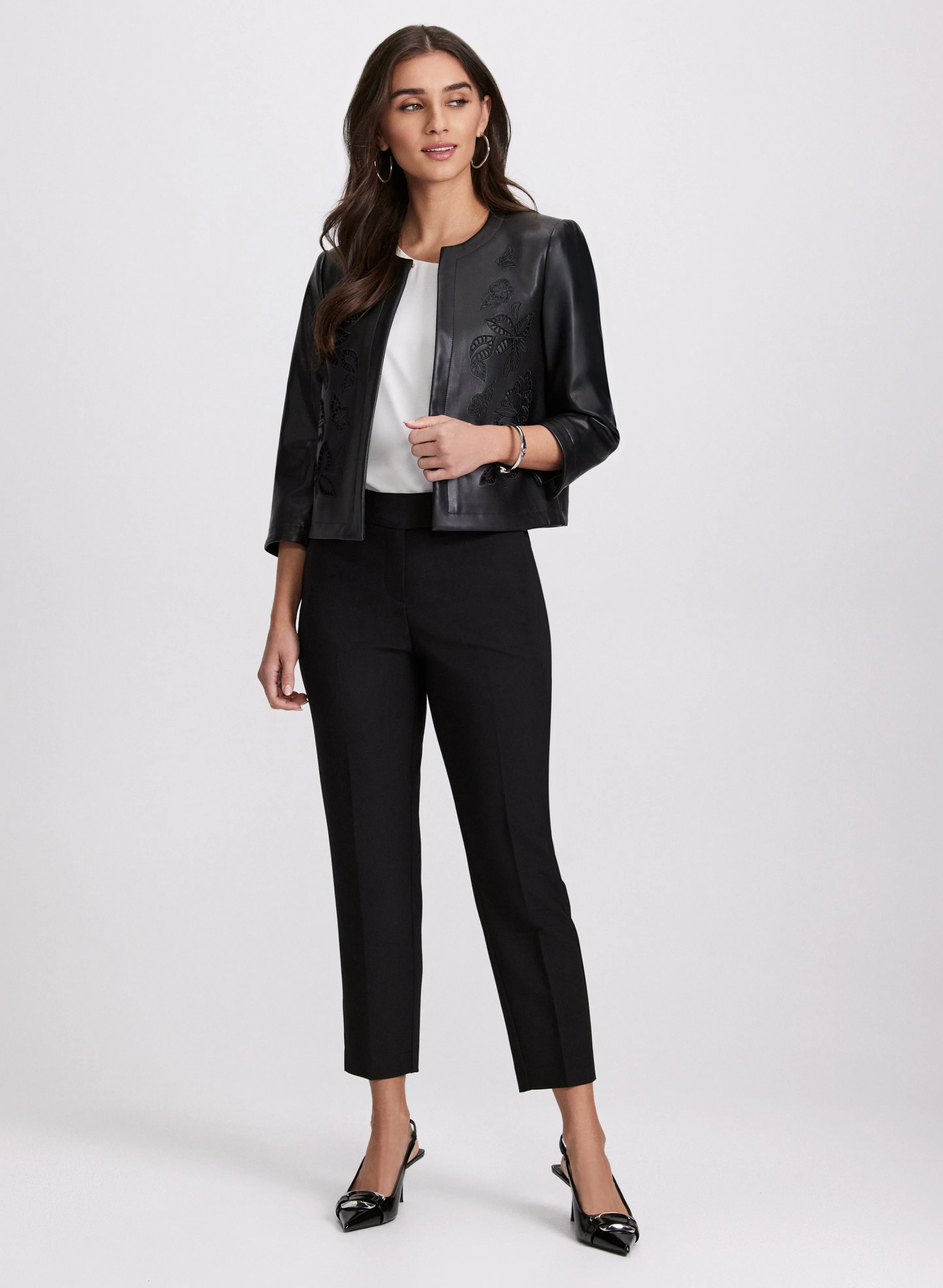 Embroidered Vegan Leather Jacket sold by Laura product image thumbnail 4