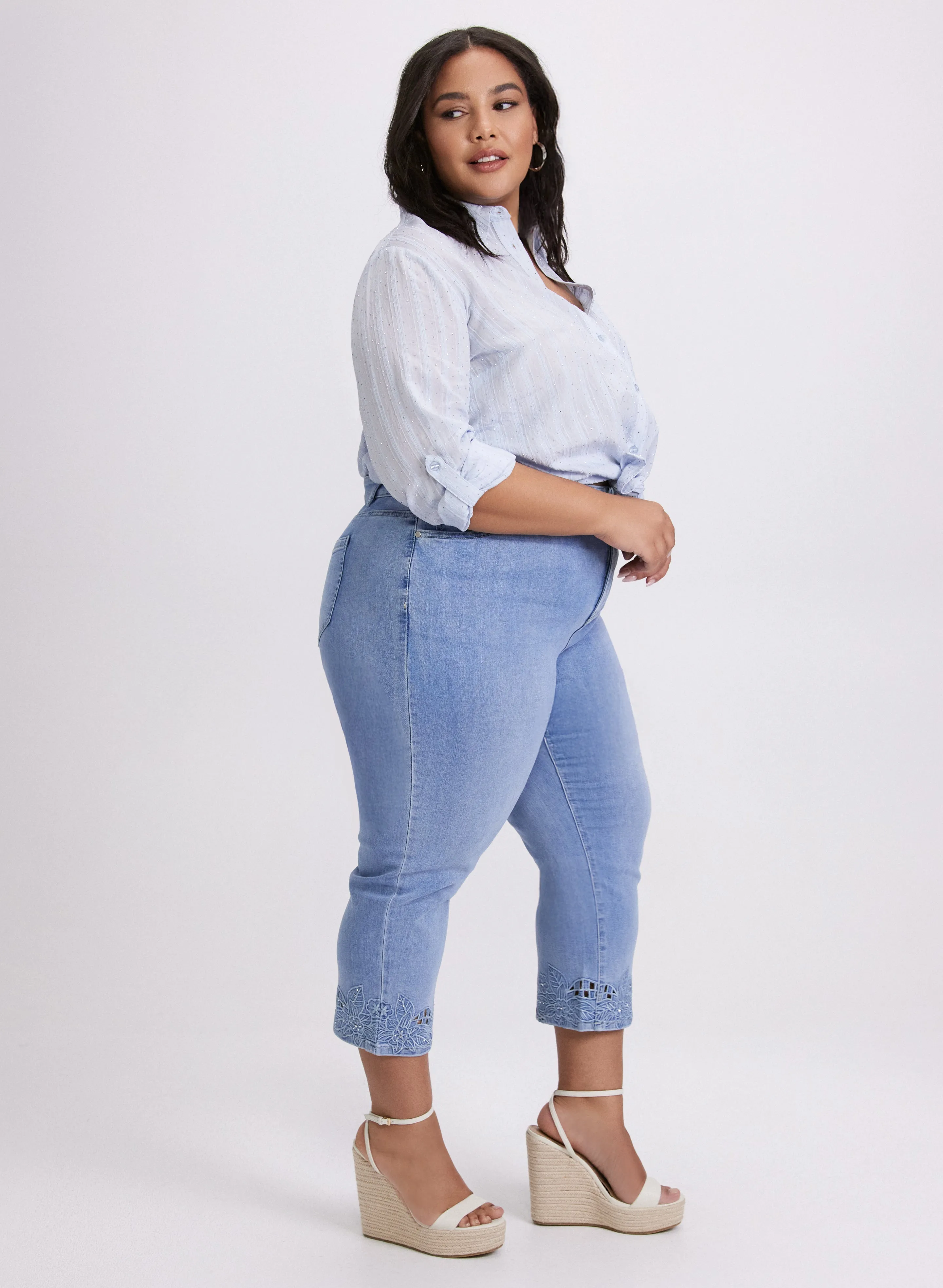 Floral Embroidered Denim Capris sold by Laura product image thumbnail 2