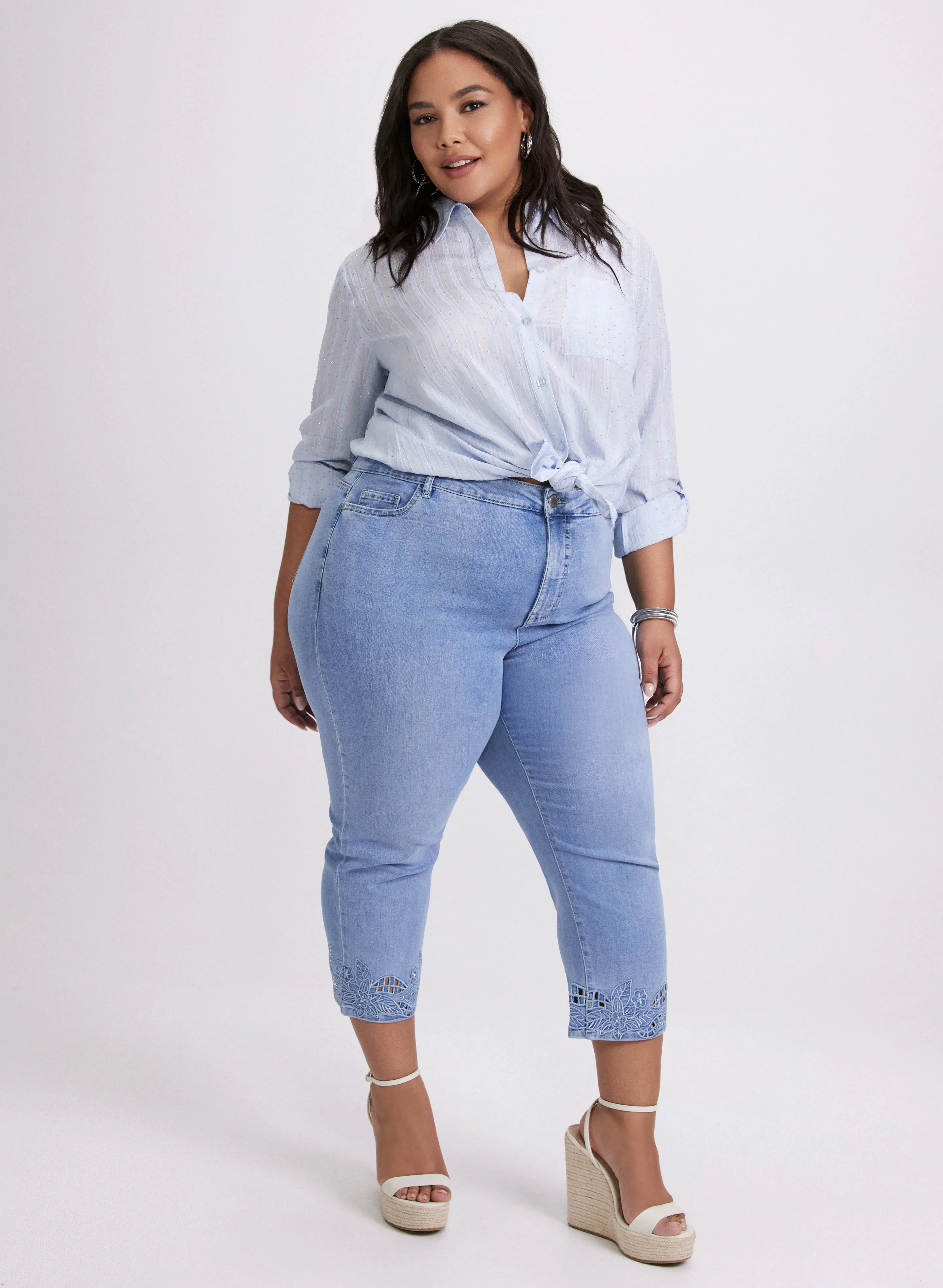 Floral Embroidered Denim Capris sold by Laura product image thumbnail 4