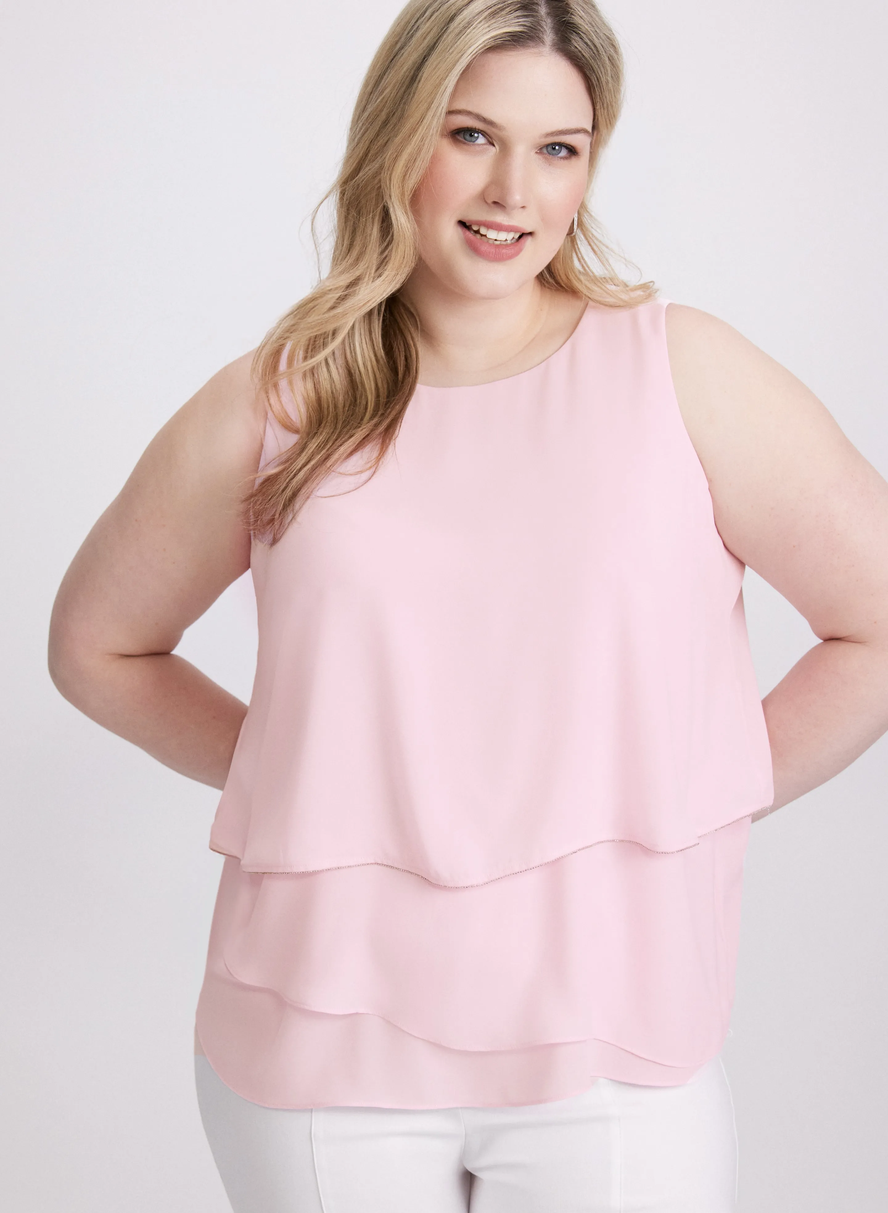 Tiered Rhinestone Trim Blouse sold by Laura