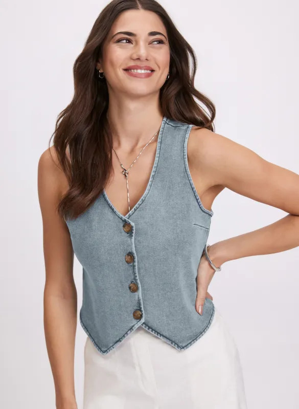 Button-Down Denim Vest sold by Laura