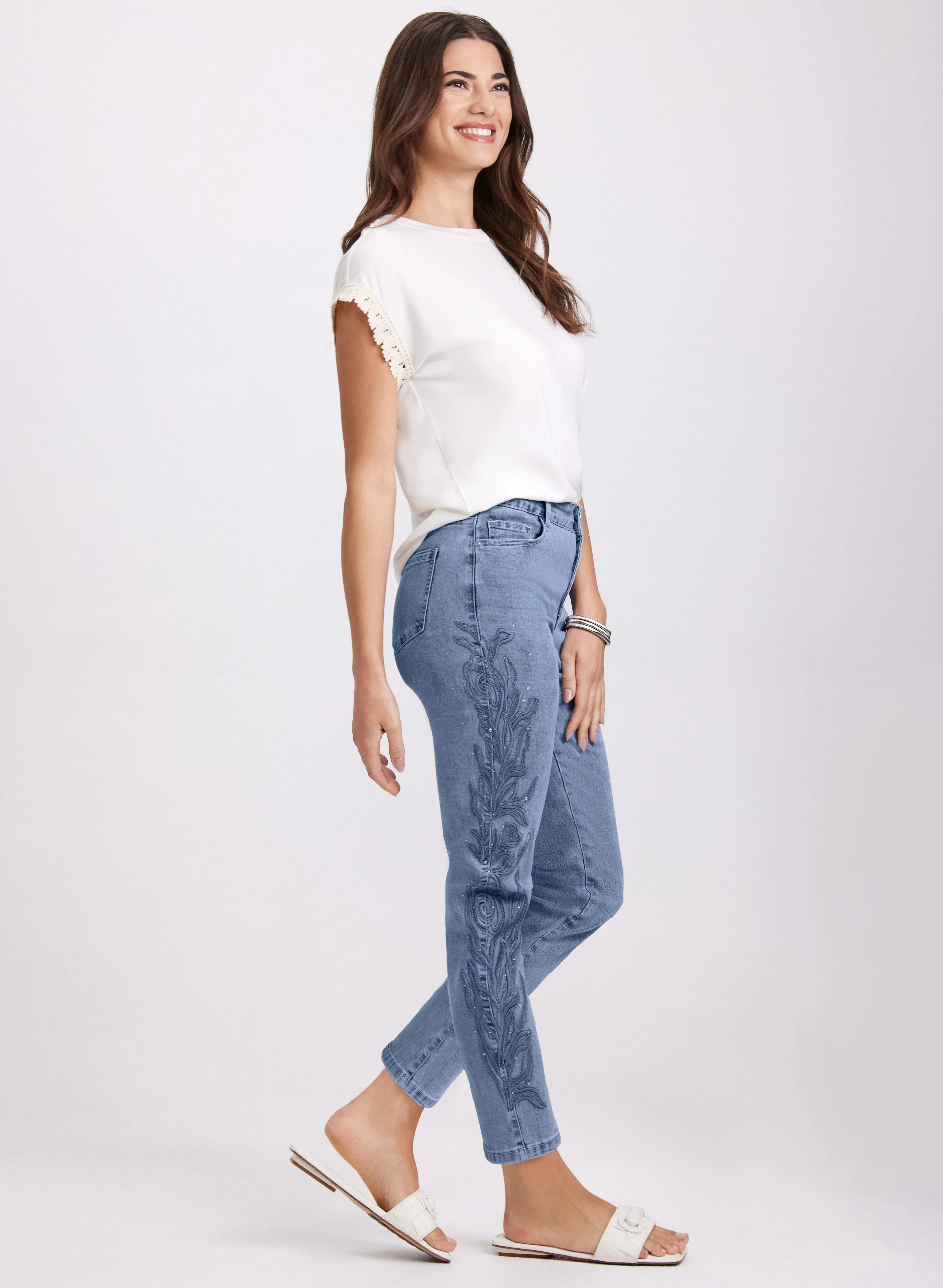 Embroidered Straight-Leg Jeans sold by Laura product image thumbnail 3