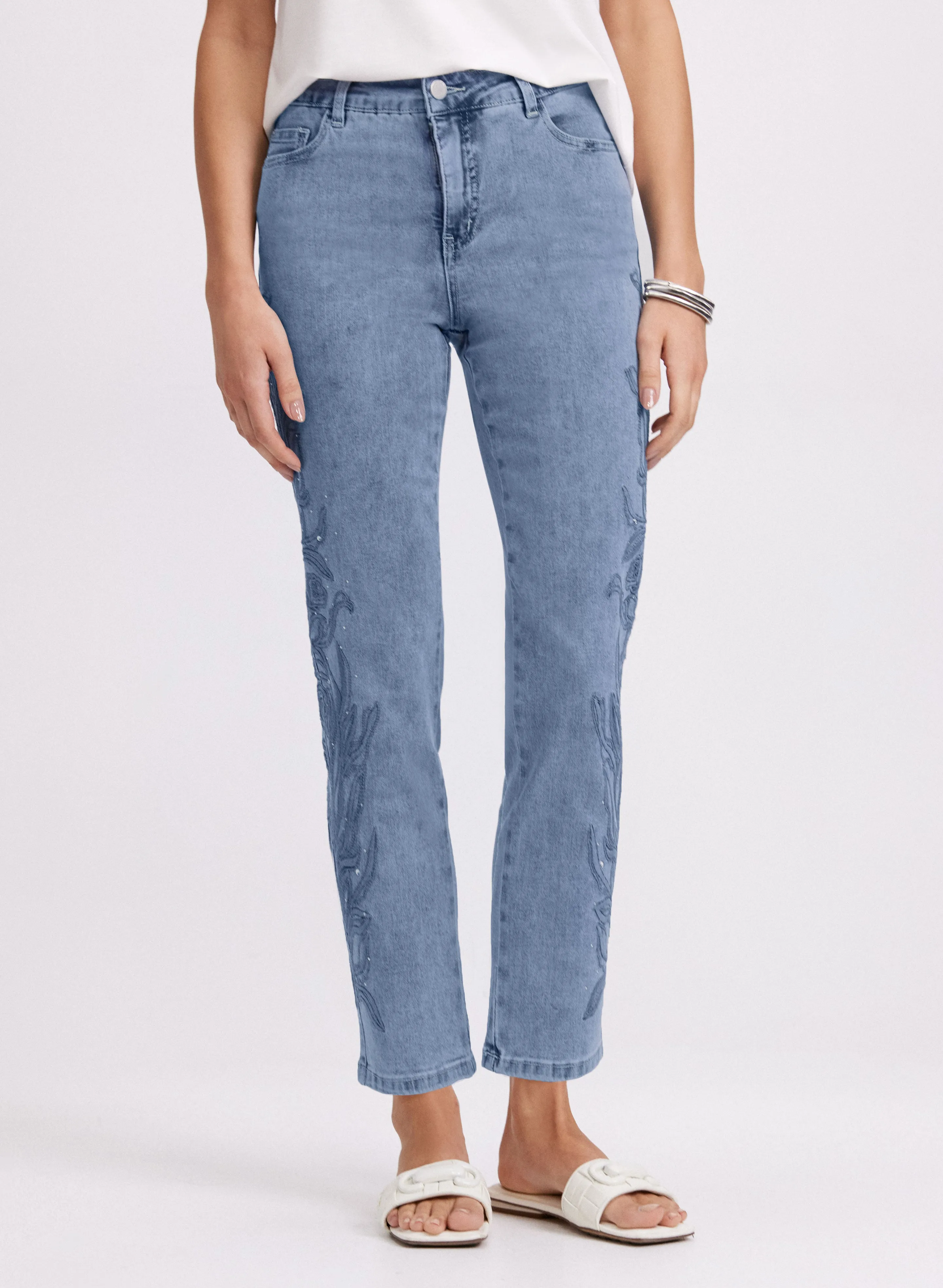 Embroidered Straight-Leg Jeans sold by Laura