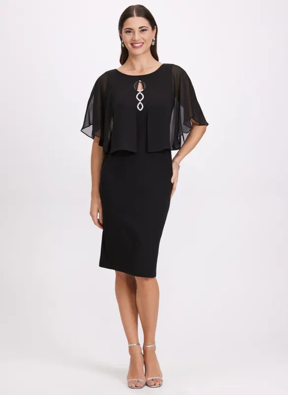 Sheer Capelet Overlay Dress sold by Laura
